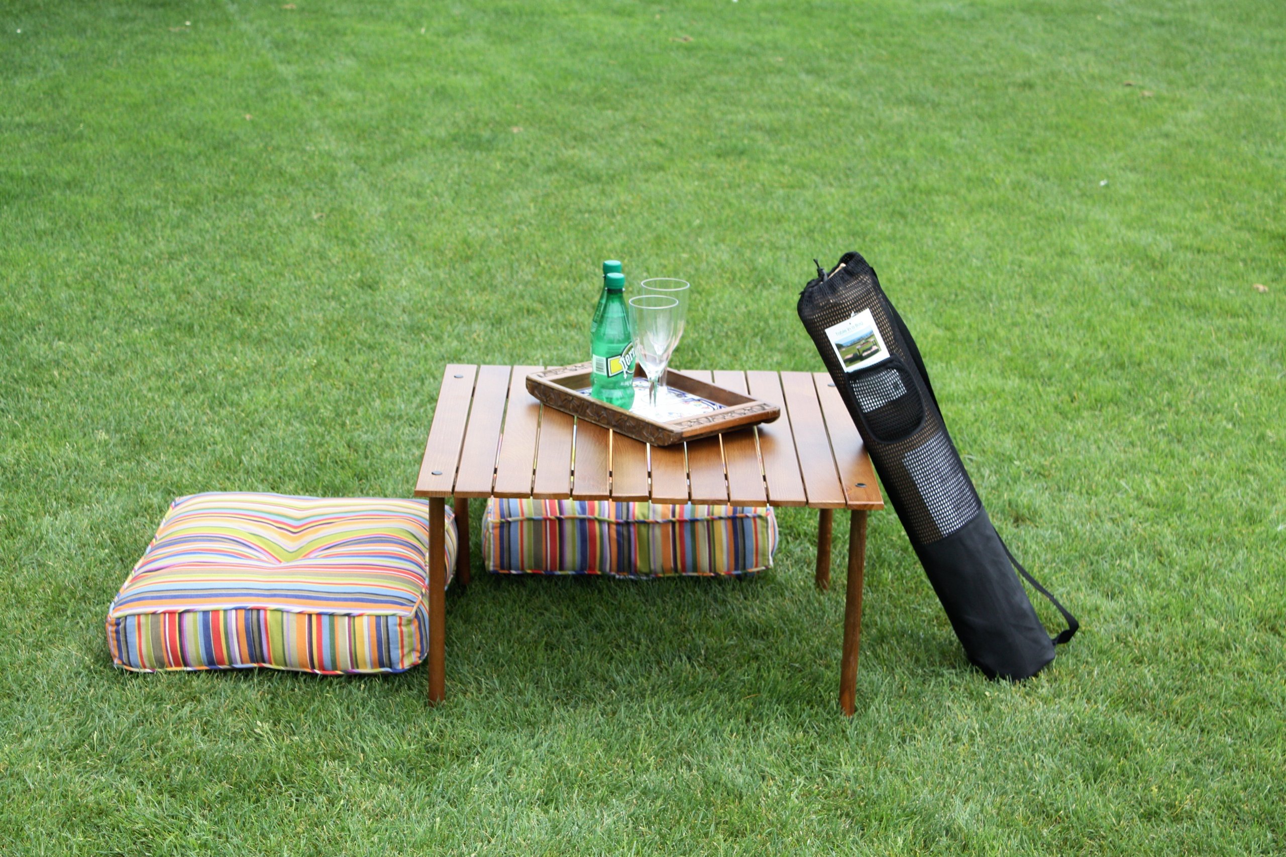 W2716 Original Low Wood Portable Table with Carrying Bag, Brown - Perfect for Picnics, Camping, and Outdoor Gatherings