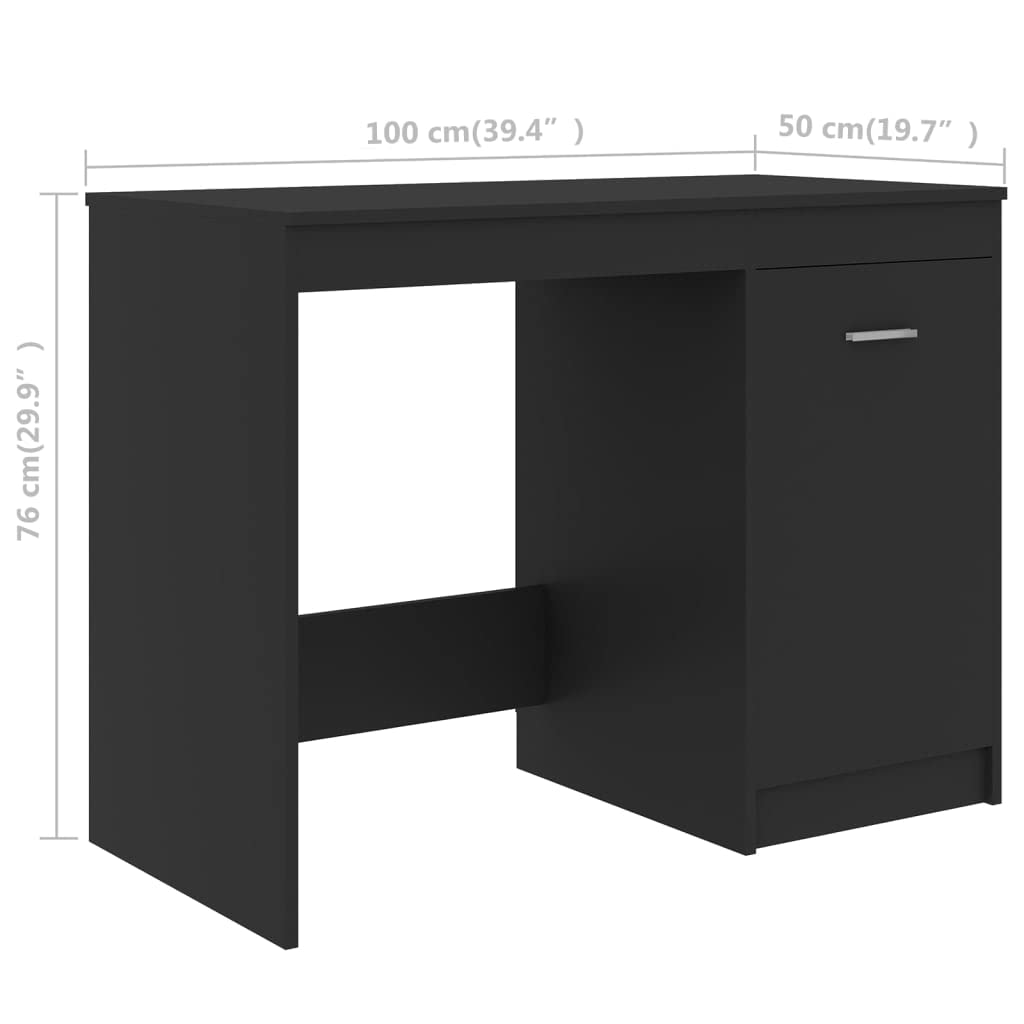 Modern Scandinavian Desk with Cabinet - Compact Gray Engineered Wood for Home Office & Study
