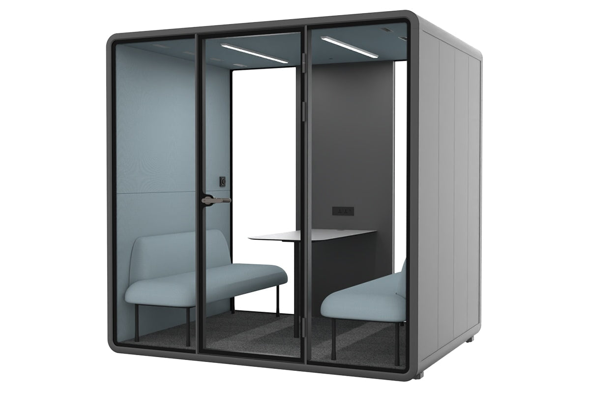 Nest 4 Person Meeting Booth with Echo Panel & Fabric - Soundproof Office Pod for Team Collaboration & Private Calls
