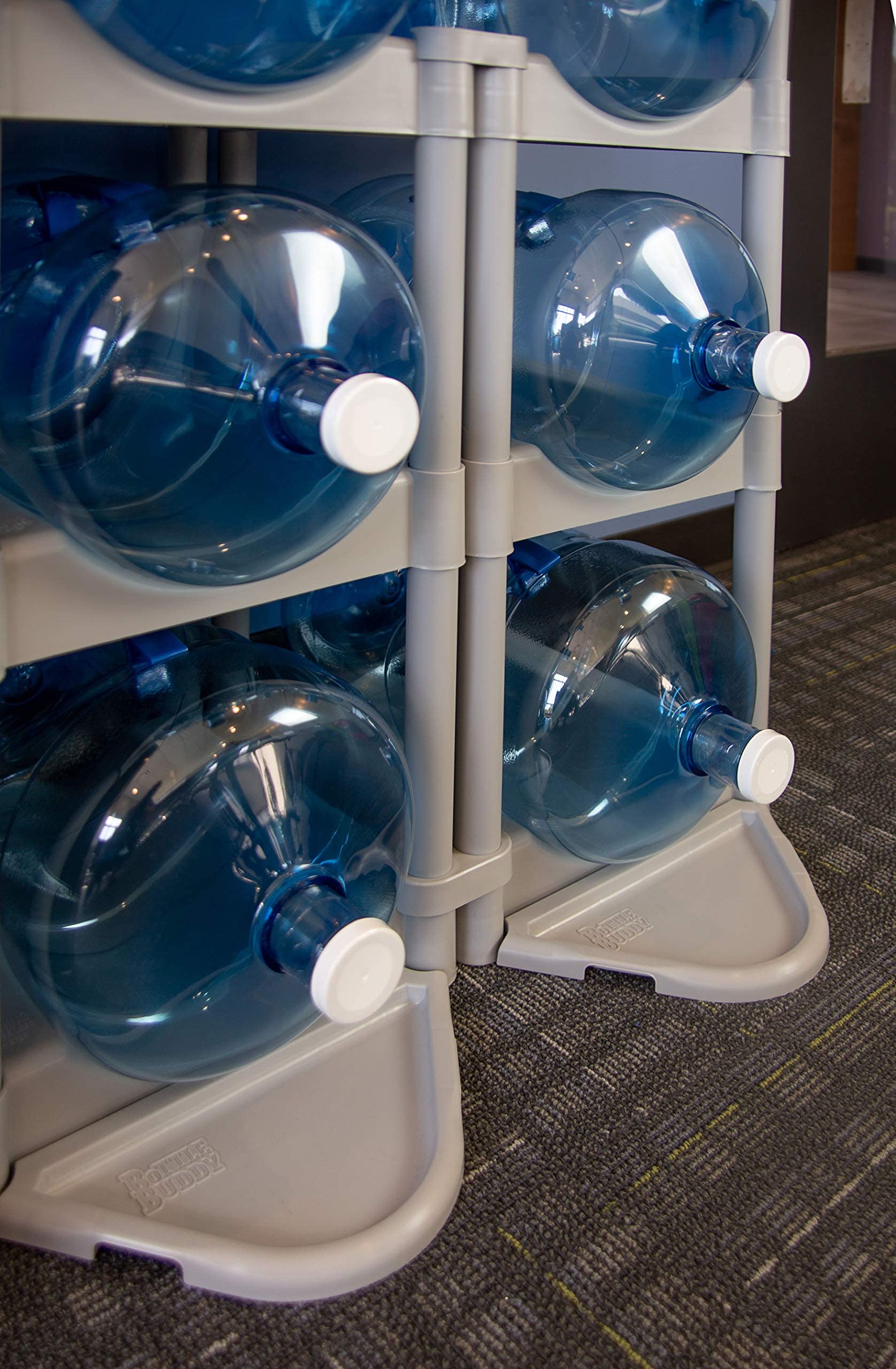 Bottle Buddy Water Bottle Storage Rack - 3-Tier Plastic Organizer for 3-5 Gallon Bottles | Customizable Gallon Holder for Kitchen, Office & Pantry Organization | Space-Saving Water Container Storage Solution