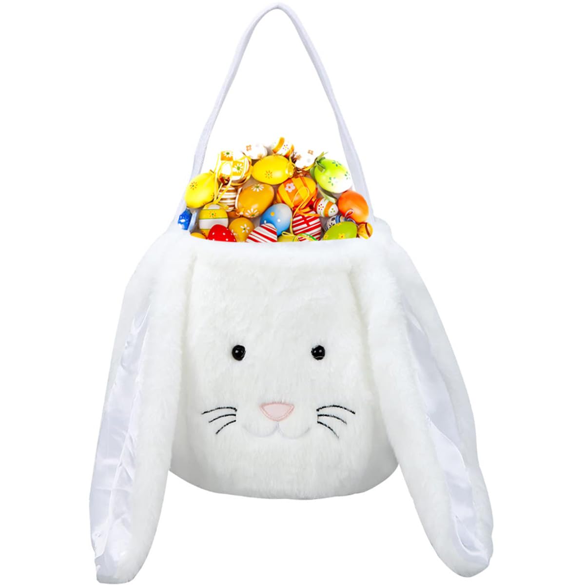 Personalized Plush Easter Bunny Basket - Monogrammed Bunny Easter Bucket with Long Soft Ears for Egg Hunting, Candy Storage & Easter Decorations - Perfect Easter Gift Bags for Kids, Easter Party Favors & Spring Celebrations