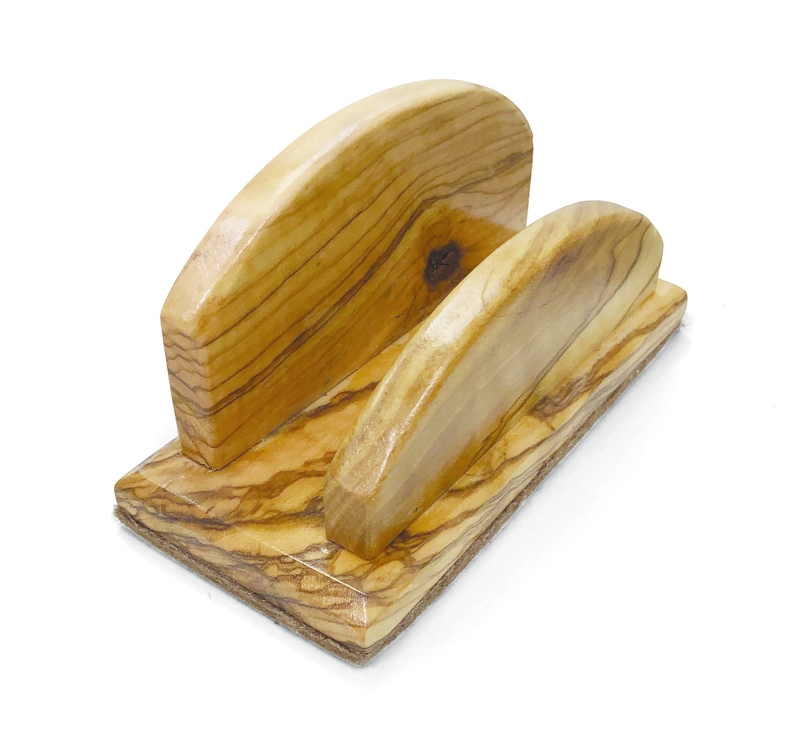 Handmade Holy Land Olive Wood Business Card Holder - Premium Solid Wood Desktop Organizer for Professionals, Executive Gift for Office, Home & Corporate Events