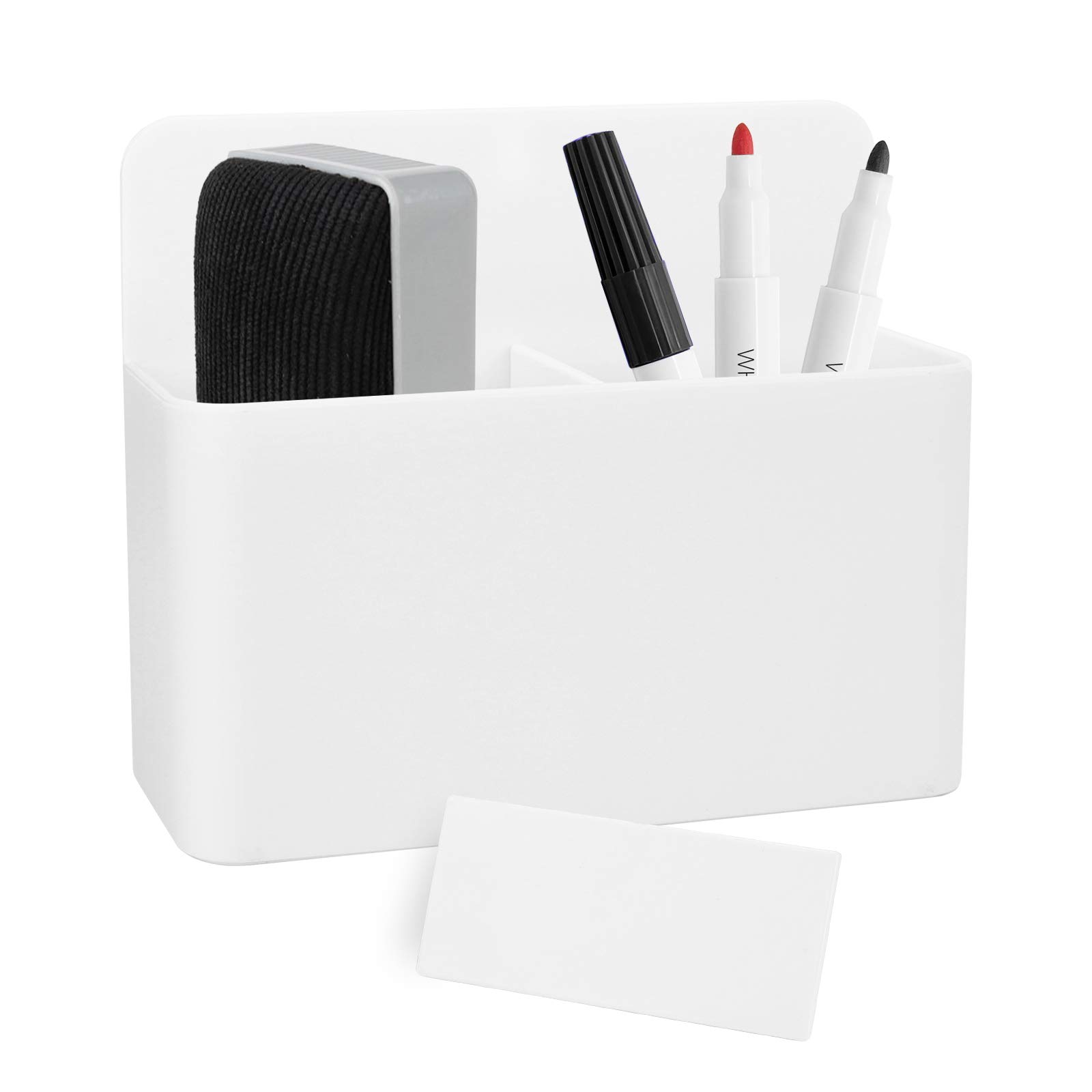 White Magnetic Pencil Holder - Strong Magnet Pencil Cup Organizer for Whiteboard, Refrigerator & Locker - Perfect for School, Office & Home Organization (Markers, Pens & Office Supplies Storage)