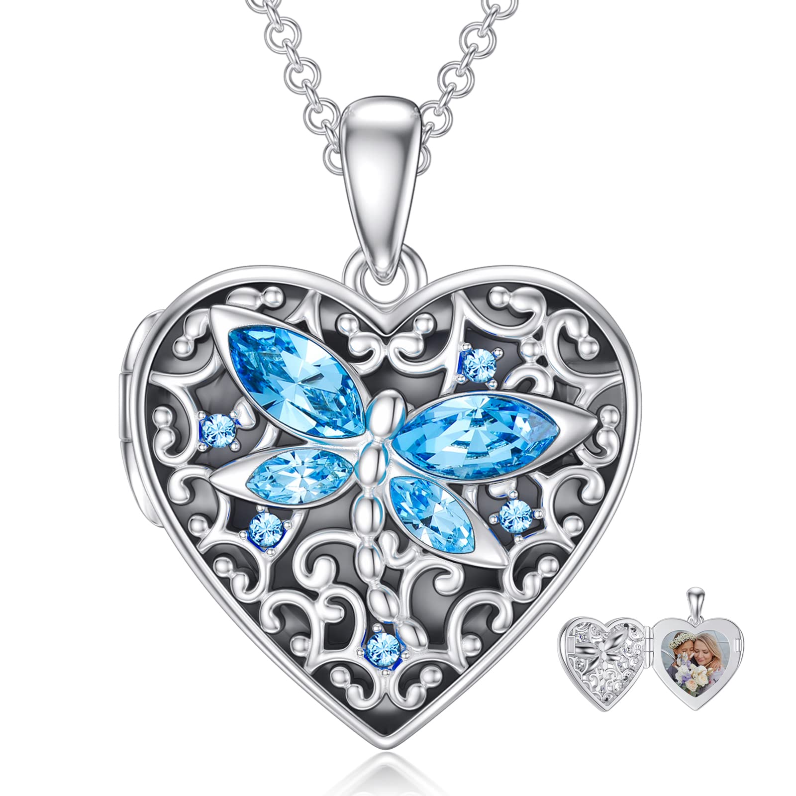 Dorunmo 925 Sterling Silver Heart Locket Necklace - Holds 2 Photos Inside, Engravable Keepsake Jewelry for Women - Perfect Gift for Anniversary, Valentine's Day & Mother's Day