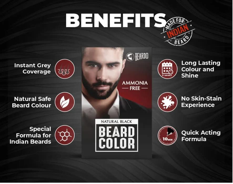 Beardo Natural Black Beard Color for Men 60ml + Godfather Beard Wash 100ml (2-Pack) | Purifying & Hydrating Beard & Skin Cleaner with Avocado & Argan Oil | Easy Application, Stain-Free Hair Dye | Skin-Friendly Formula | Perfect for Daily Grooming & Professional Styling