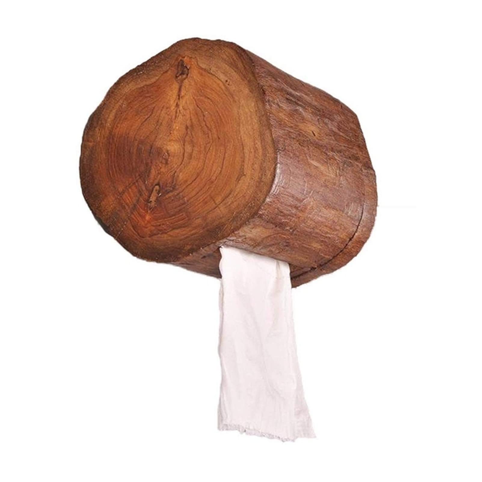 Vintage Wooden Toilet Paper Holder Stand - Bathroom & Kitchen Tissue Roll Dispenser for Home, Hotel, Office - Classic Wood Color - Space Saving & Stylish Storage Solution