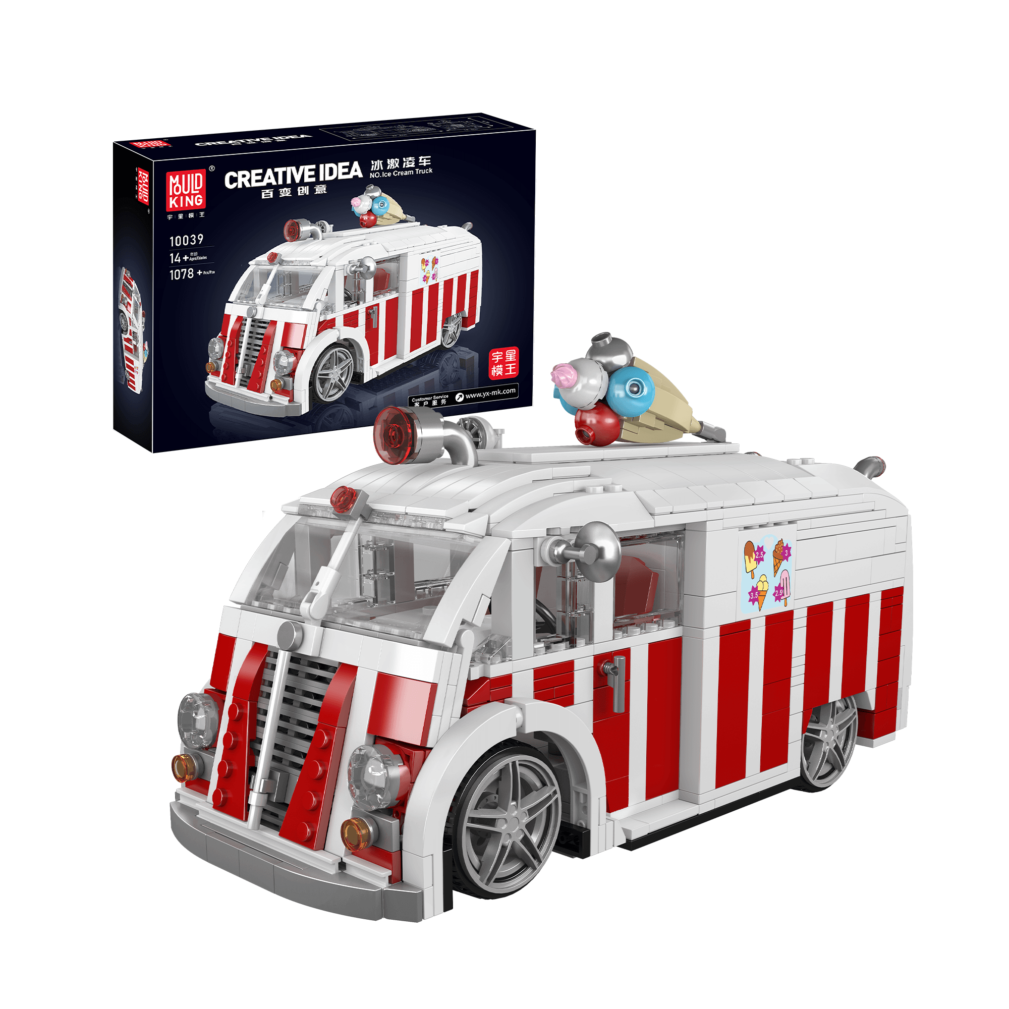 Mould King 10039 Ice Cream Truck Building Blocks Set - 1,078 PCS STEM Educational Toy for Kids & Adults | Creative Play, Birthday Gift, Home Decoration