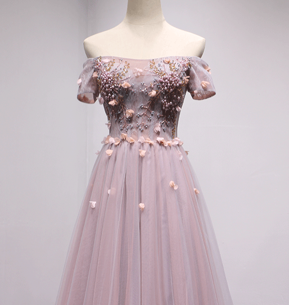 Elegant Off Shoulder Purple Short Sleeve A-Line Long Evening Prom Dress - Perfect for Formal Events, Parties & Special Occasions
