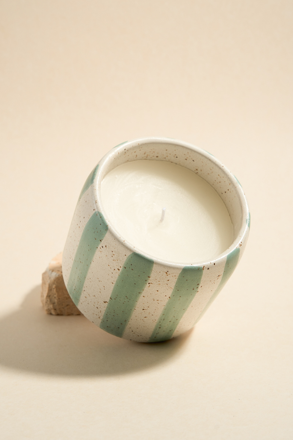 Premium Blue Stone Stripe Large Ceramic Soy Wax Candle - Handmade Aromatherapy Candle for Home Decor, Relaxation & Romantic Ambiance