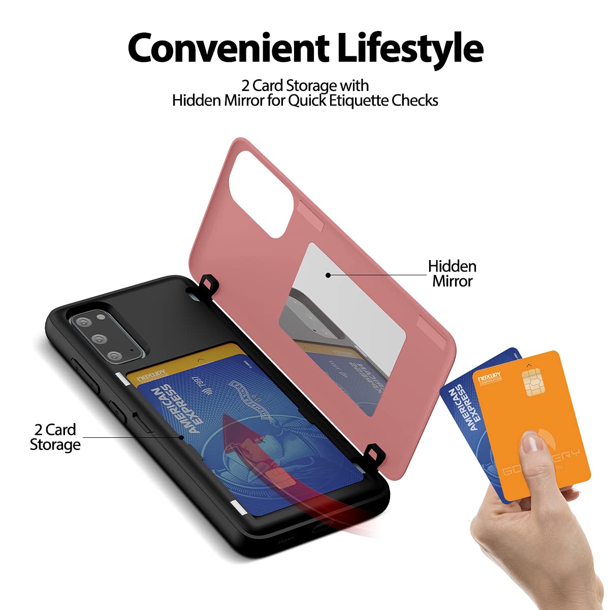 GOOSPERY Galaxy S20 Wallet Case with Card Holder & Kickstand - Slim Protective Dual Layer Bumper Phone Cover for Samsung Galaxy S20 (Pink) - Perfect for Travel, Work & Everyday Use