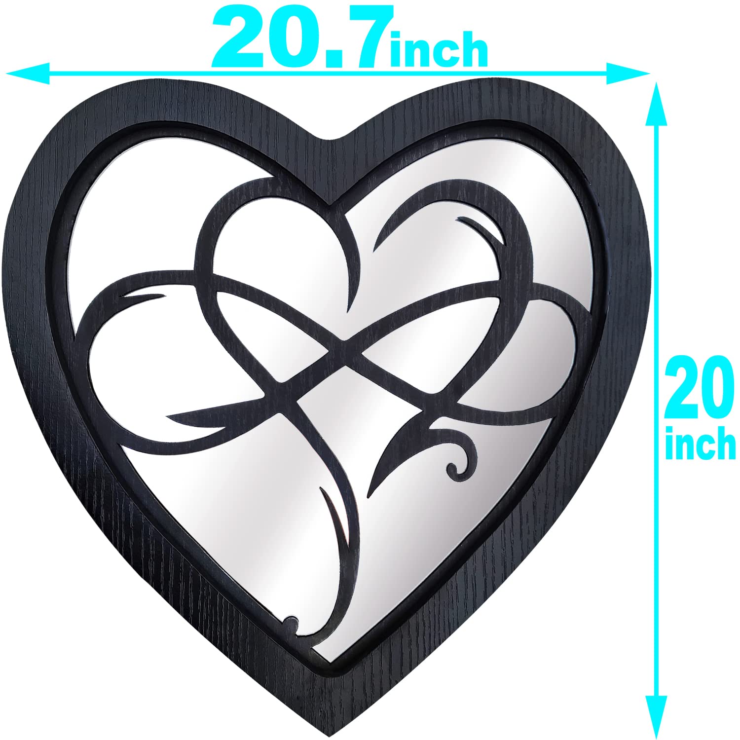 Wocred Heart-Shaped Farmhouse Wall Mirror - Rustic Black Accent Decor for Bathroom, Bedroom & Living Room (20”x20.6”) | Perfect for Entryway, Hallway & Home Decor