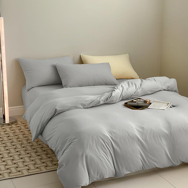 Luxlovery Silver Grey Comforter Set California King - Soft Light Grey Bedding for Men & Women - Breathable & Hypoallergenic - Perfect for Master Bedroom, Guest Room & Dorm Decor