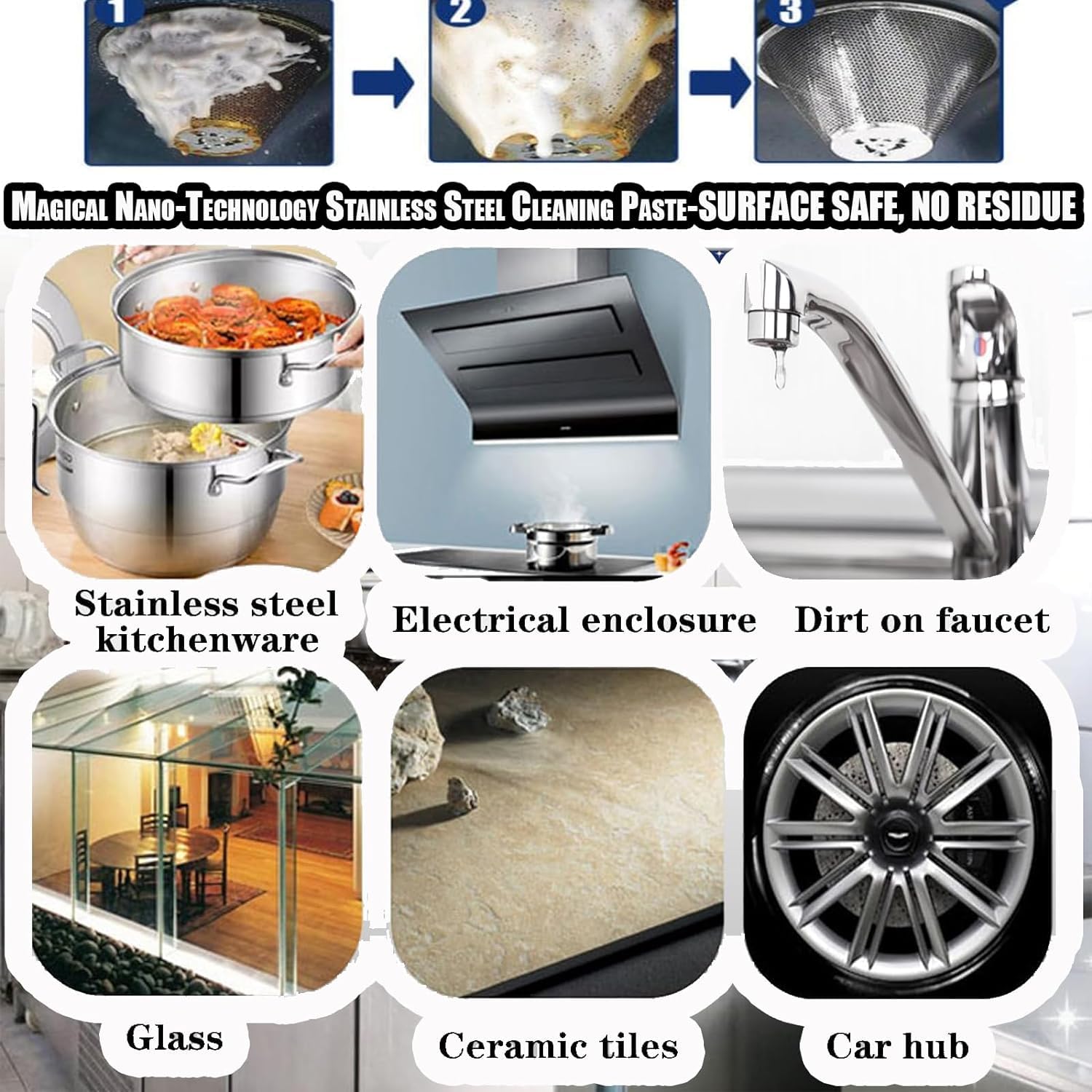 Premium Stainless Steel Cleaner & Polish Wax - Multi-Purpose Metal Polish for Kitchen, Wheels, Appliances | Heavy-Duty Cleaning Paste for Home & Auto Care