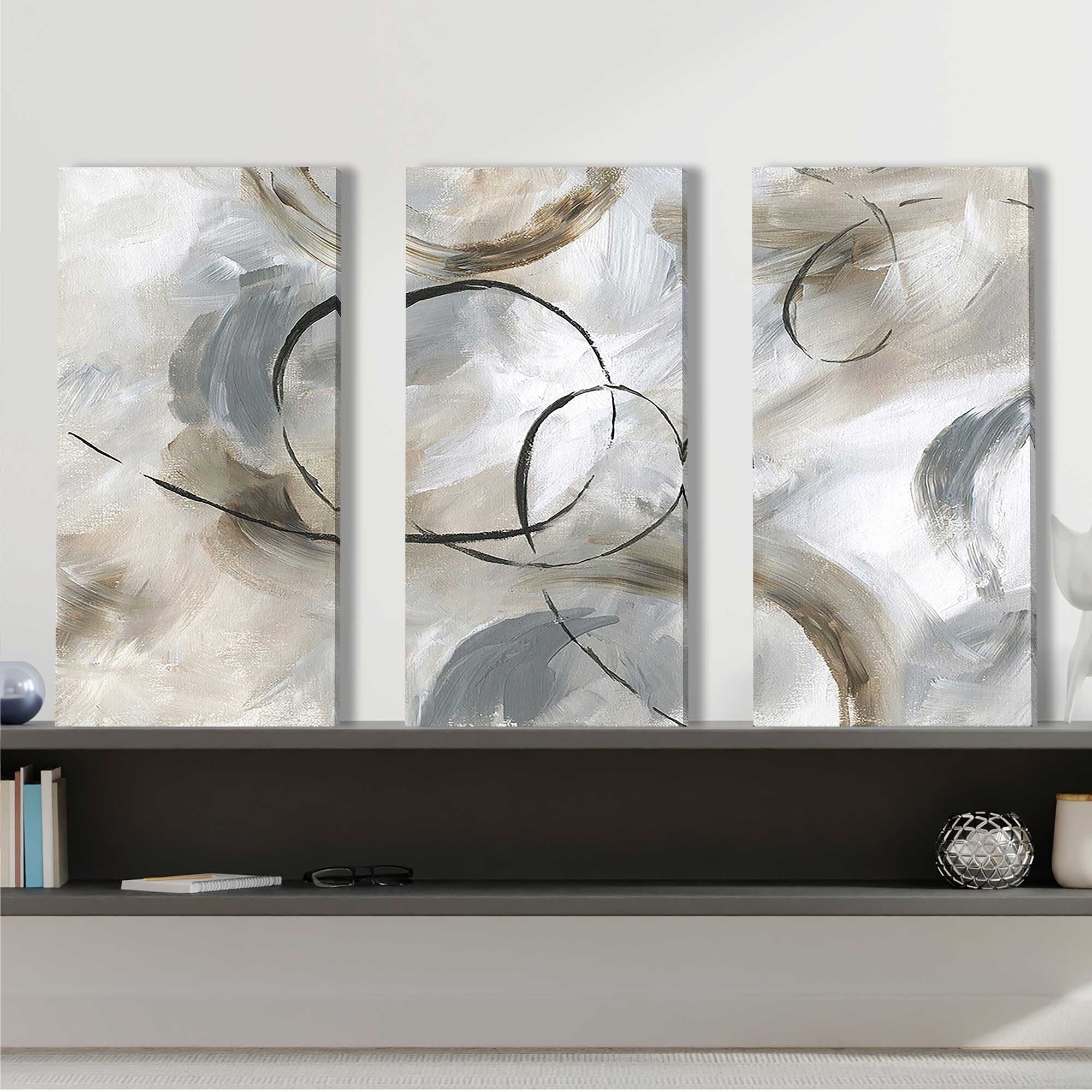 Allegro 3 Piece Canvas Wall Art Set - Modern Abstract Painting for Living Room, Bedroom & Office Decor