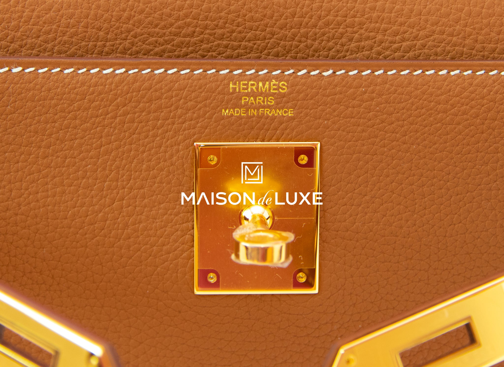 Authentic Hermes Kelly 28 Handbag in Gold Togo Leather with Gold Hardware - Luxury Designer Shoulder Bag for Women, Perfect for Work, Travel and Special Occasions