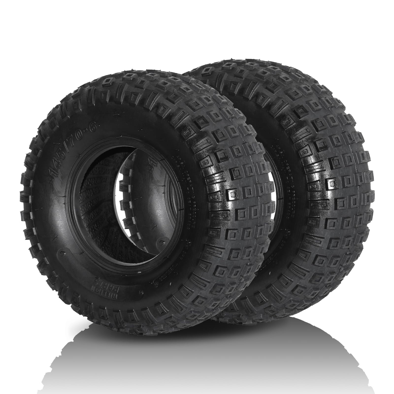 Motorhot 2-Pack 145/70-6 ATV Sport Tires - 6-PLY Tubeless Go-Kart Tires for Off-Road Racing & Trail Riding - Fits Most 6-Inch Wheel ATVs and Go-Karts