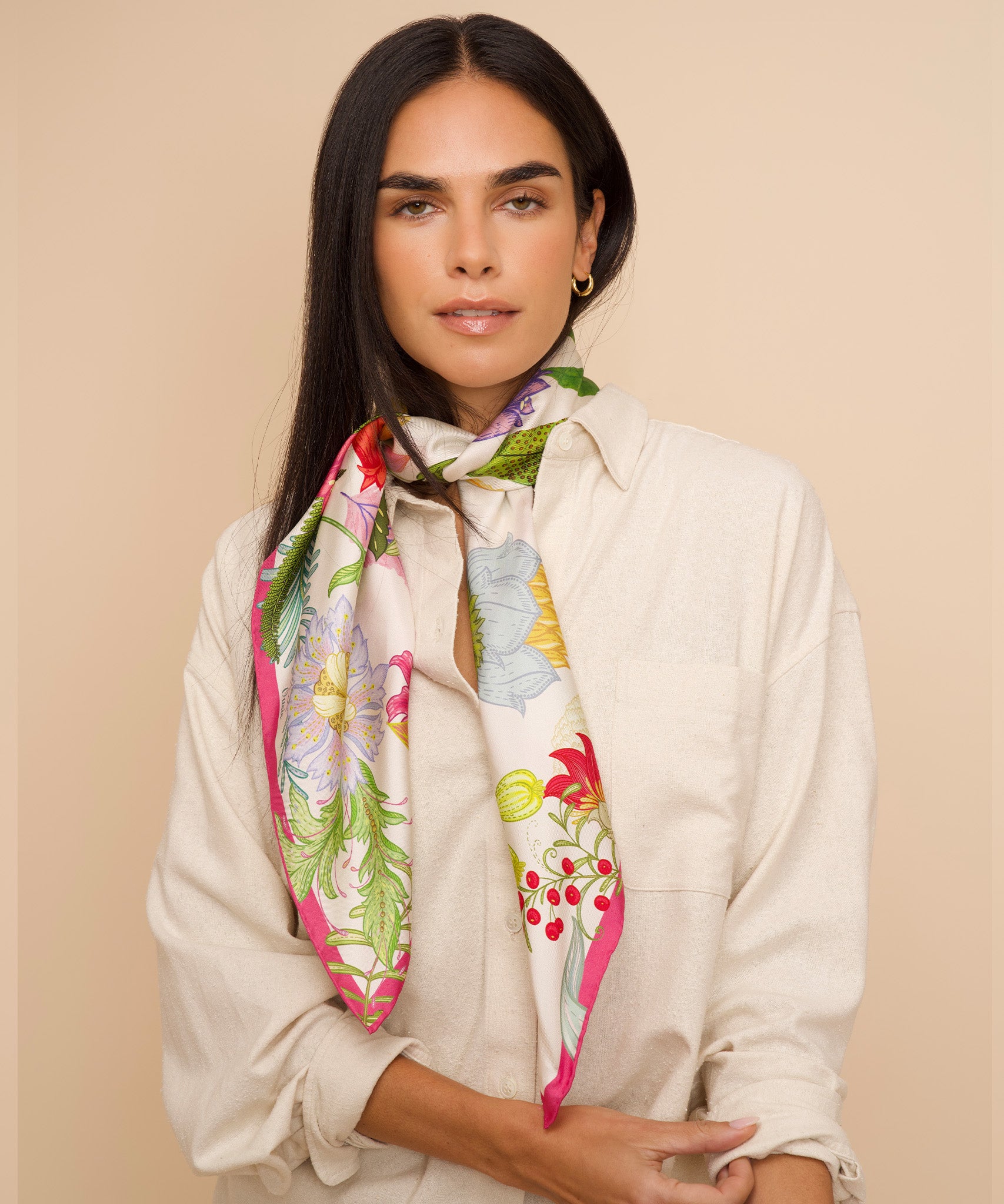 Oasis 35 Silk Square Scarf - Luxury Fashion Accessory for Women, Elegant Square Silk Scarf for Office, Travel & Special Occasions
