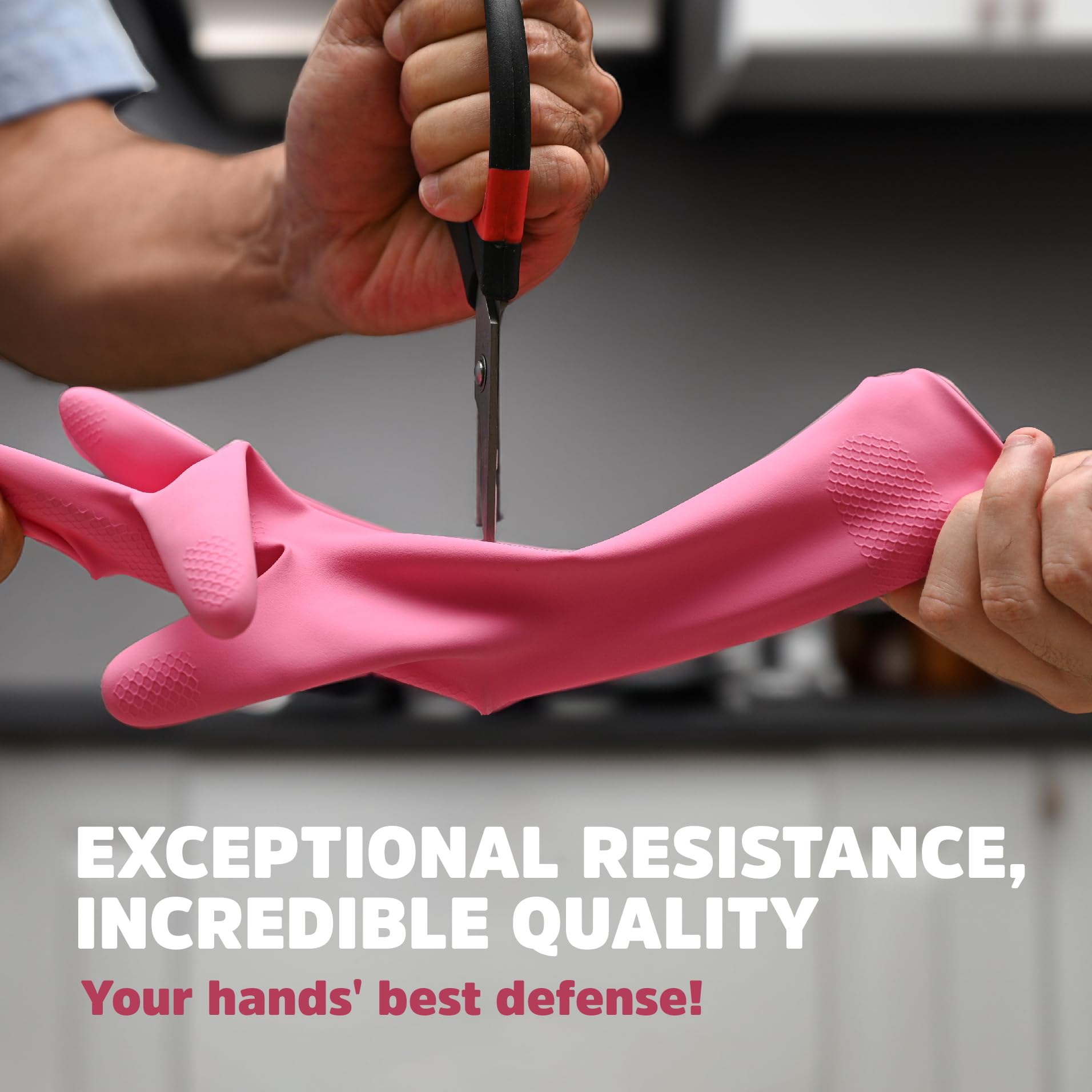 Reusable Rubber Cleaning Gloves for Washing Dishes - 2 Pairs Medium Size Pink Kitchen Gloves - Perfect for Dishwashing, House Cleaning & Gardening Tasks