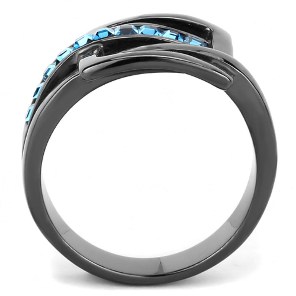 WildKlass Stainless Steel Crystal Ring for Women - Sea Blue for Party & Wedding