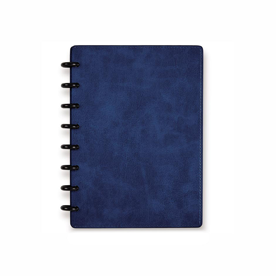 Circa Smooth Silver Discbound Notebook with Pockets - Refillable Planner for Work, School & Travel - Organizer with Storage for Notes, Pens & Accessories