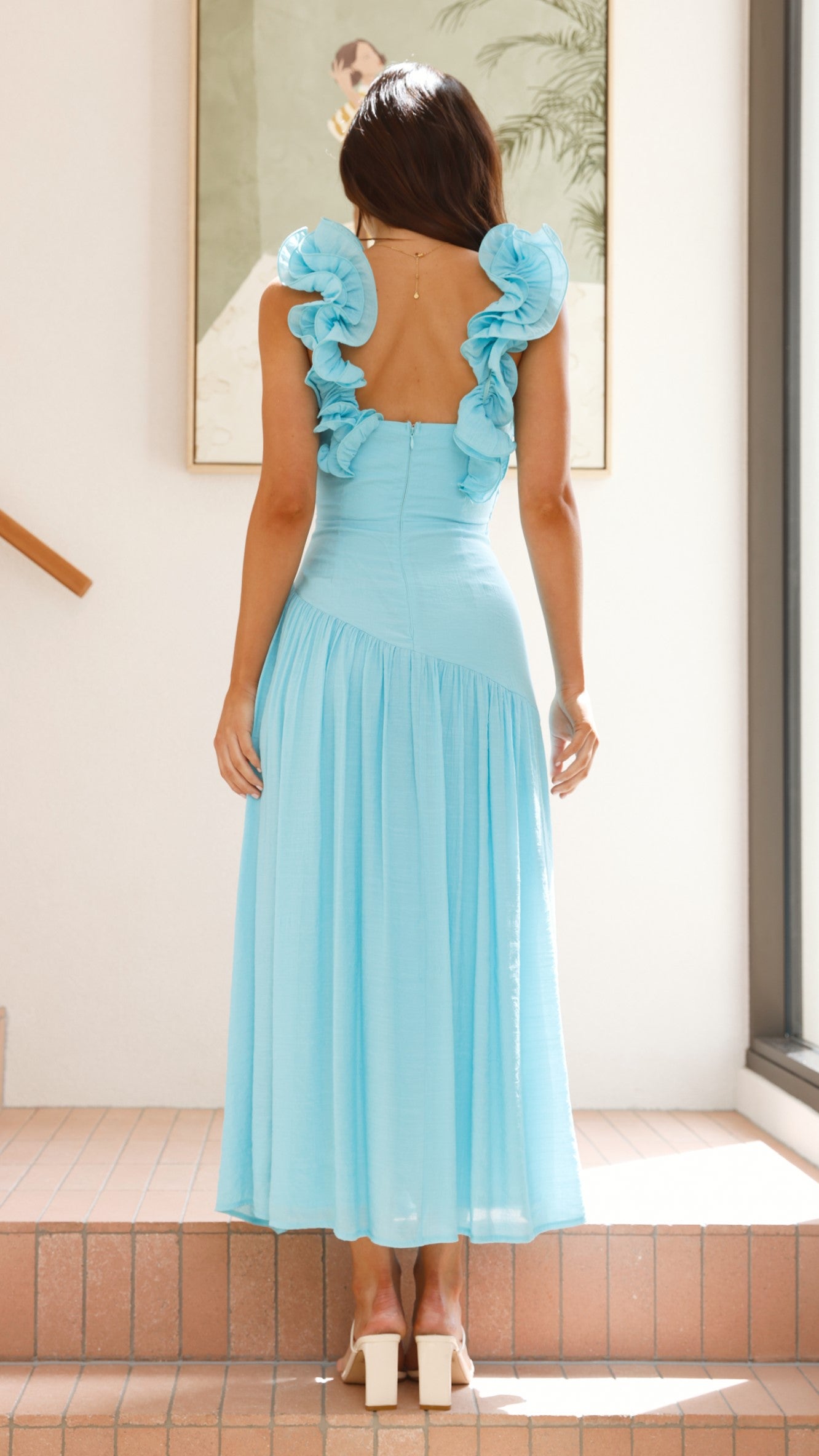 Alma Maxi Dress for Women - Flowy Long Summer Dress in Blue | Perfect for Beach, Vacation & Casual Outings