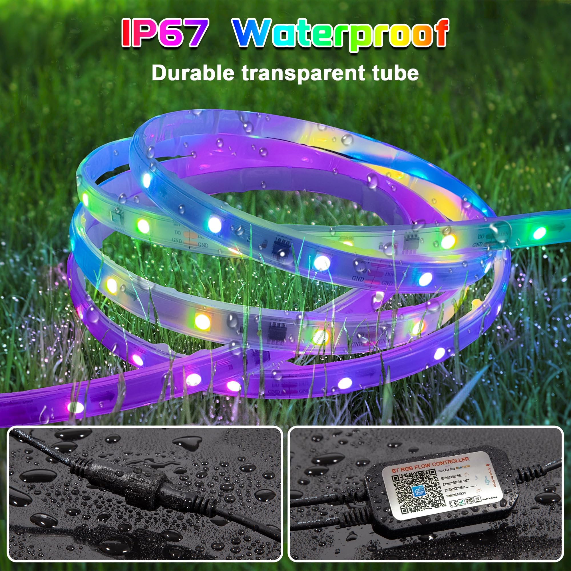 RGB+IC Marine LED Strip Lights for Boats - 12V Waterproof Pontoon Boat Lighting with Remote & App Control, Cool Decorative Lights for Jon Boat, Bass Boat, Camper, RV (16.5ft) - Perfect for Night Fishing & Party Lighting
