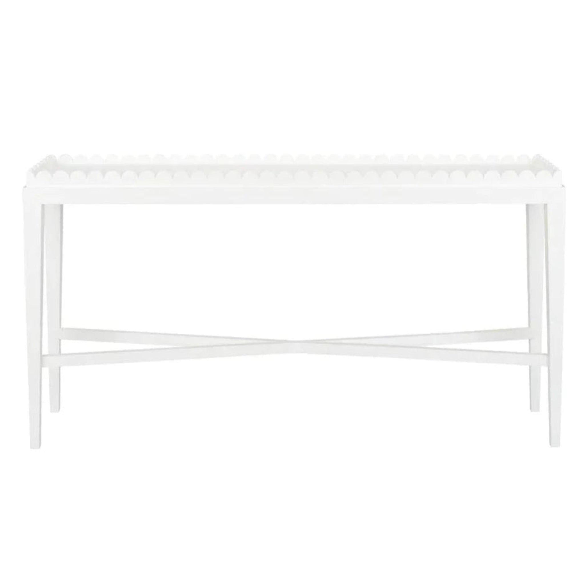 Handmade Custom Painted Scalloped Edge Console Table - Farmhouse Entryway Sofa Table with Distressed Finish for Living Room, Hallway & Bedroom Decor