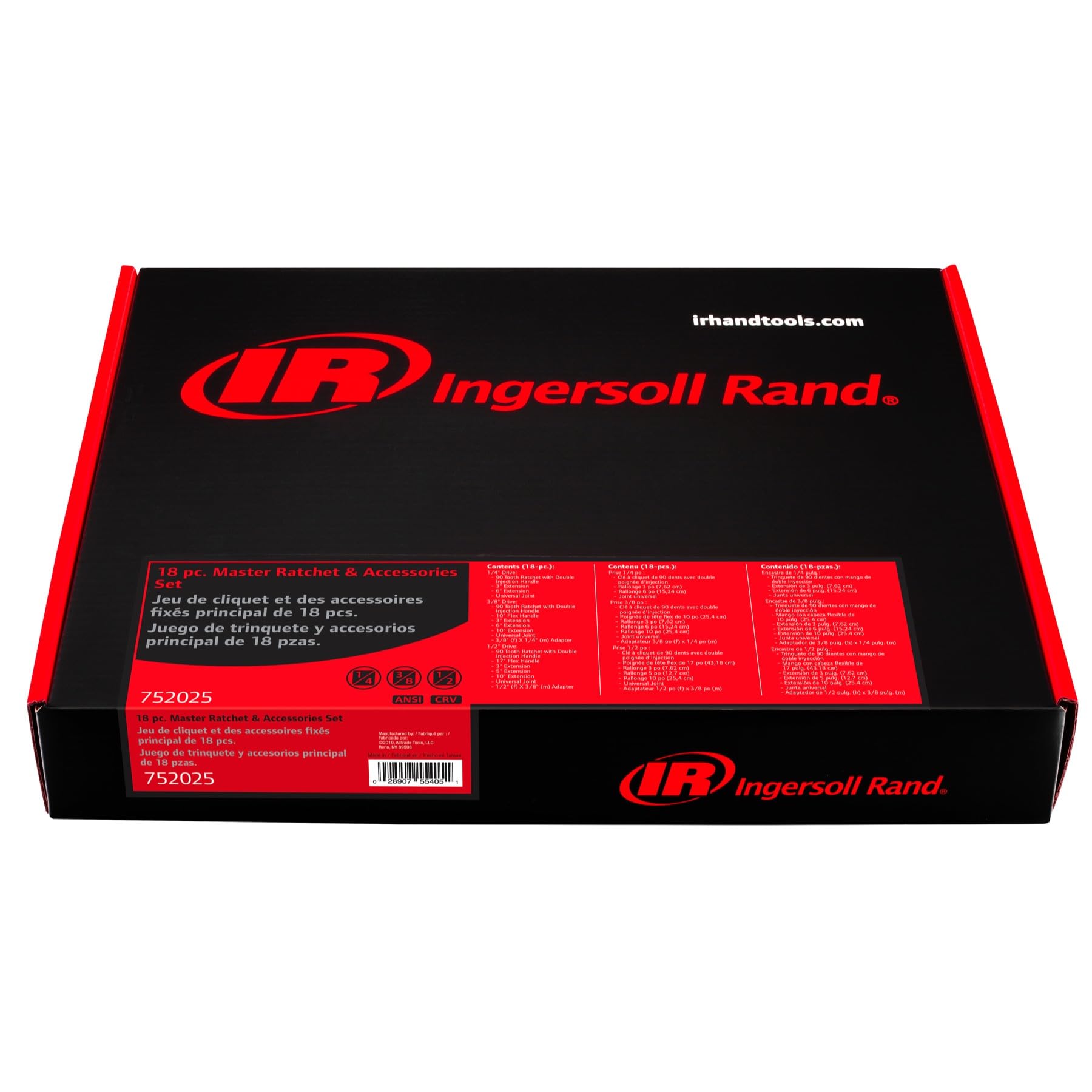 Ingersoll Rand 19-Piece Master Ratchet and Socket Set - 752025 | Professional Automotive Tool Kit for Car Repair & DIY Projects