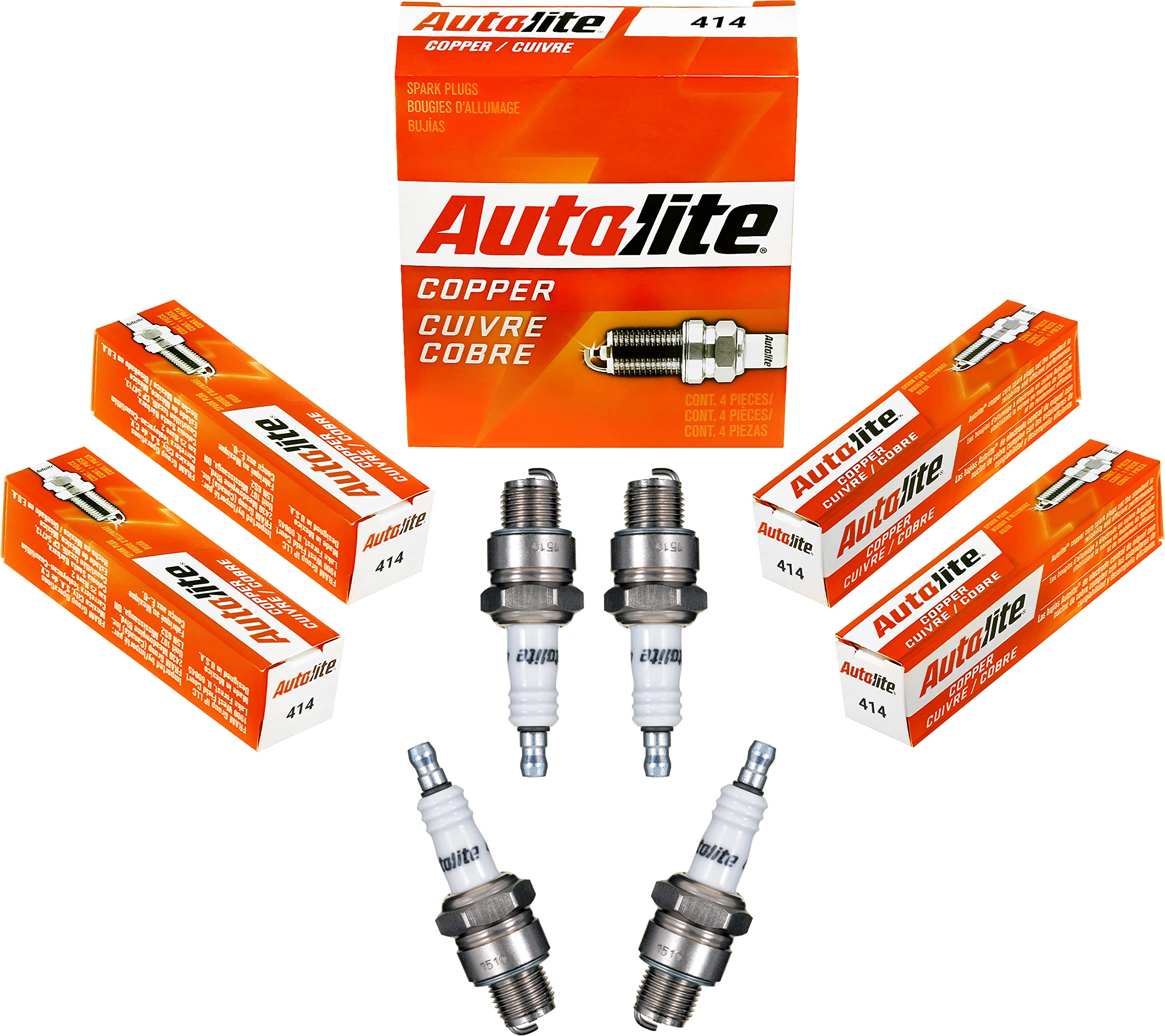 Autolite 414 Copper Non-Resistor Spark Plugs - 4 Pack - High Performance Replacement Spark Plugs for Cars, Trucks & SUVs - Ideal for Daily Driving, Racing & Engine Tuning