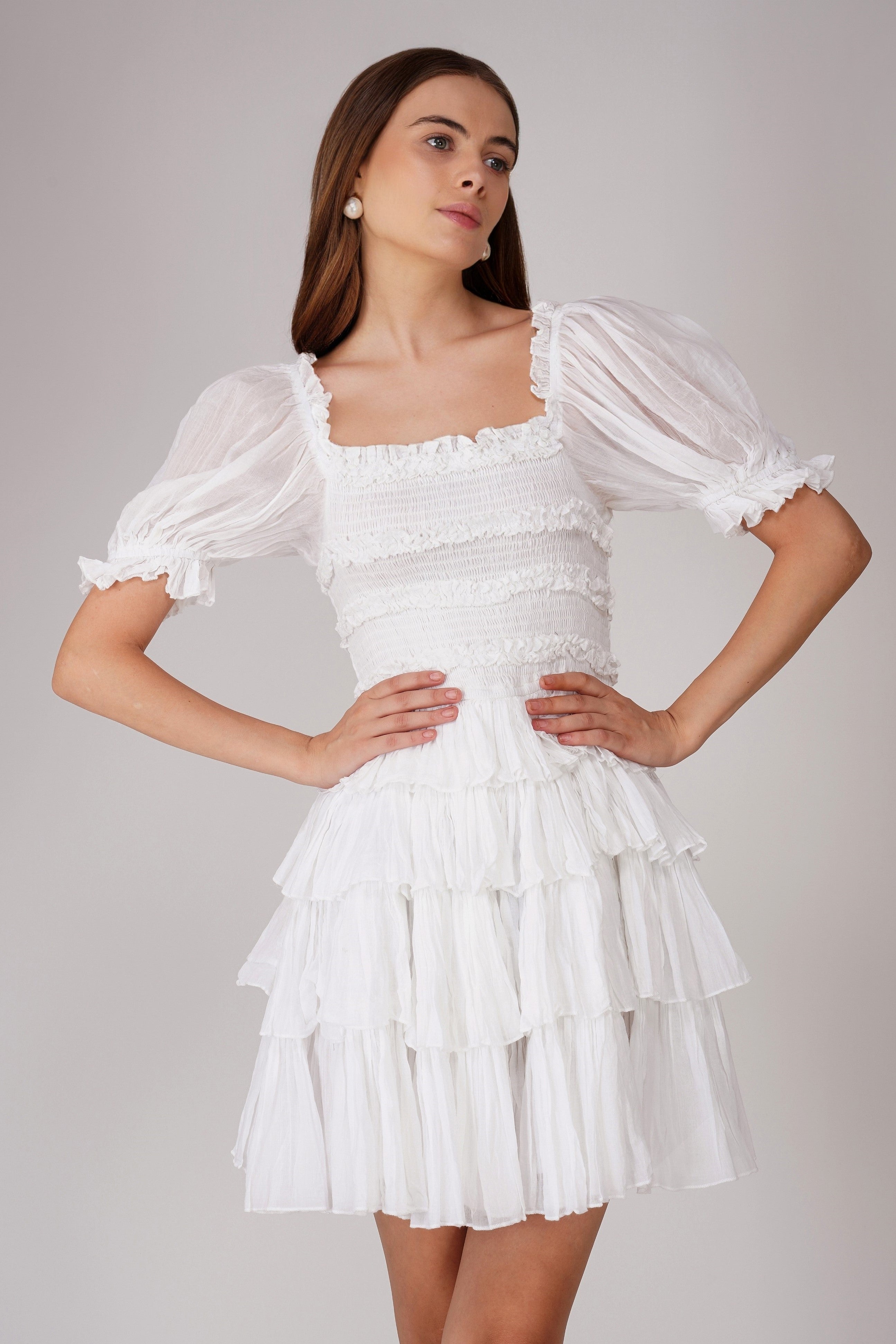 Yang Cotton Mini Dress in White - Soft & Comfortable Summer Dress for Women | Perfect for Beach, Vacation, and Casual Outings