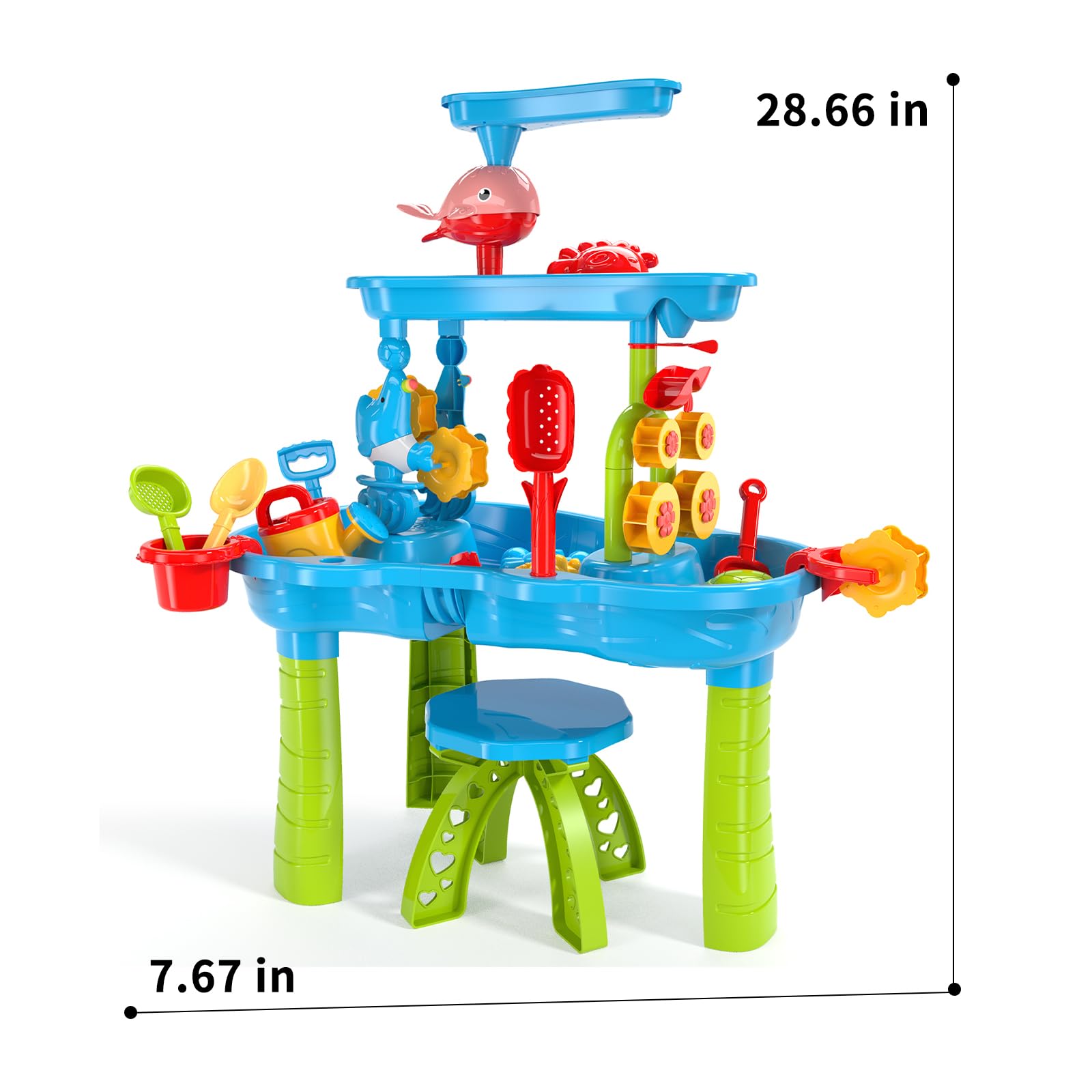 Lucky Doug 3-Tier Sand and Water Play Table for Toddlers - Outdoor Beach Toys for Kids Ages 3-7 | Boys & Girls Sandbox Activity Center for Backyard, Park & Beach Playtime