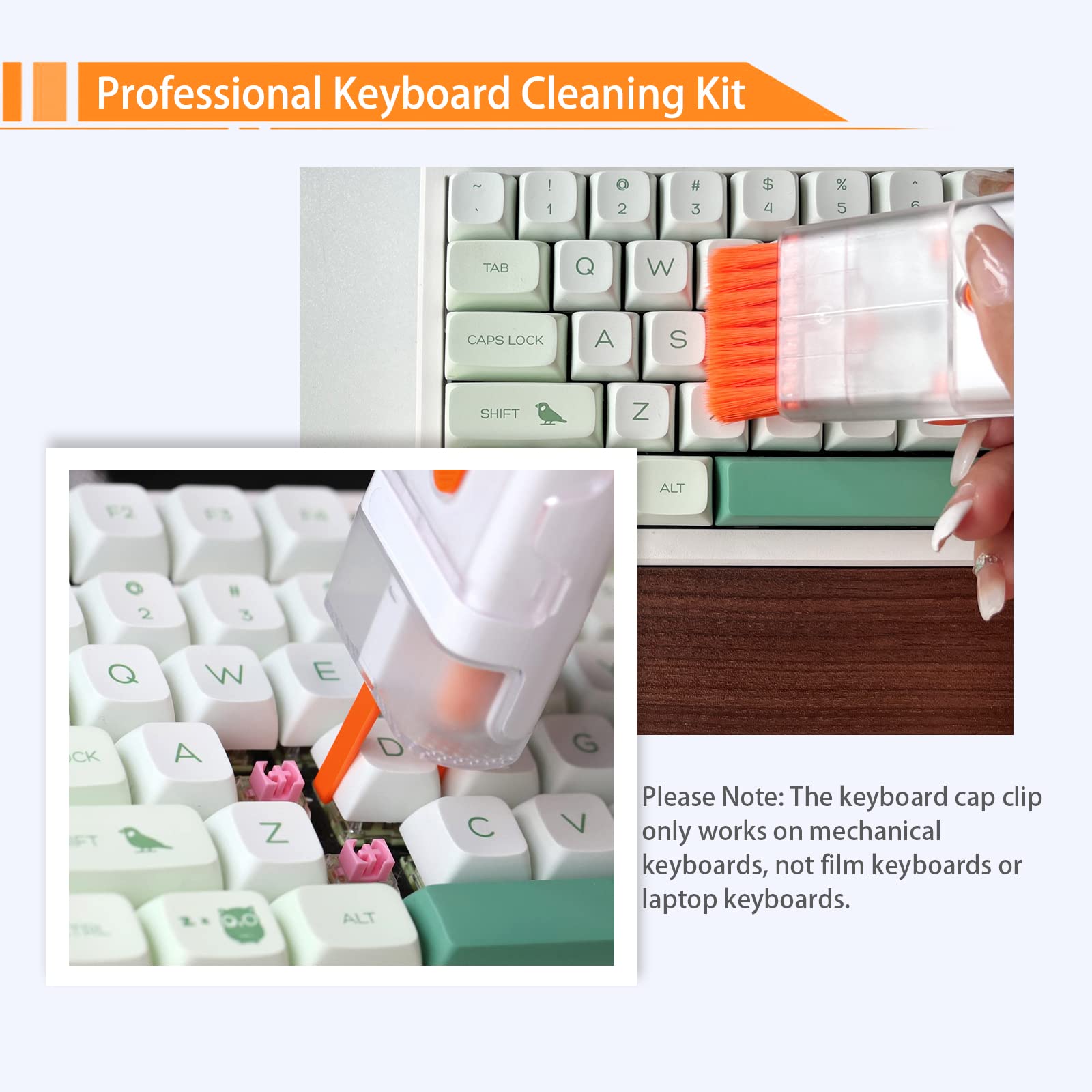 JiaTeums Keyboard Cleaner Kit with Microfiber Cloth & 5ml Mist Spray, Includes Cell Phone Stand - Ideal for Cleaning Laptops, MacBooks, iPhones, AirPods Pro, iPads, Headphones (Orange) - Perfect for Home, Office, and Travel Use