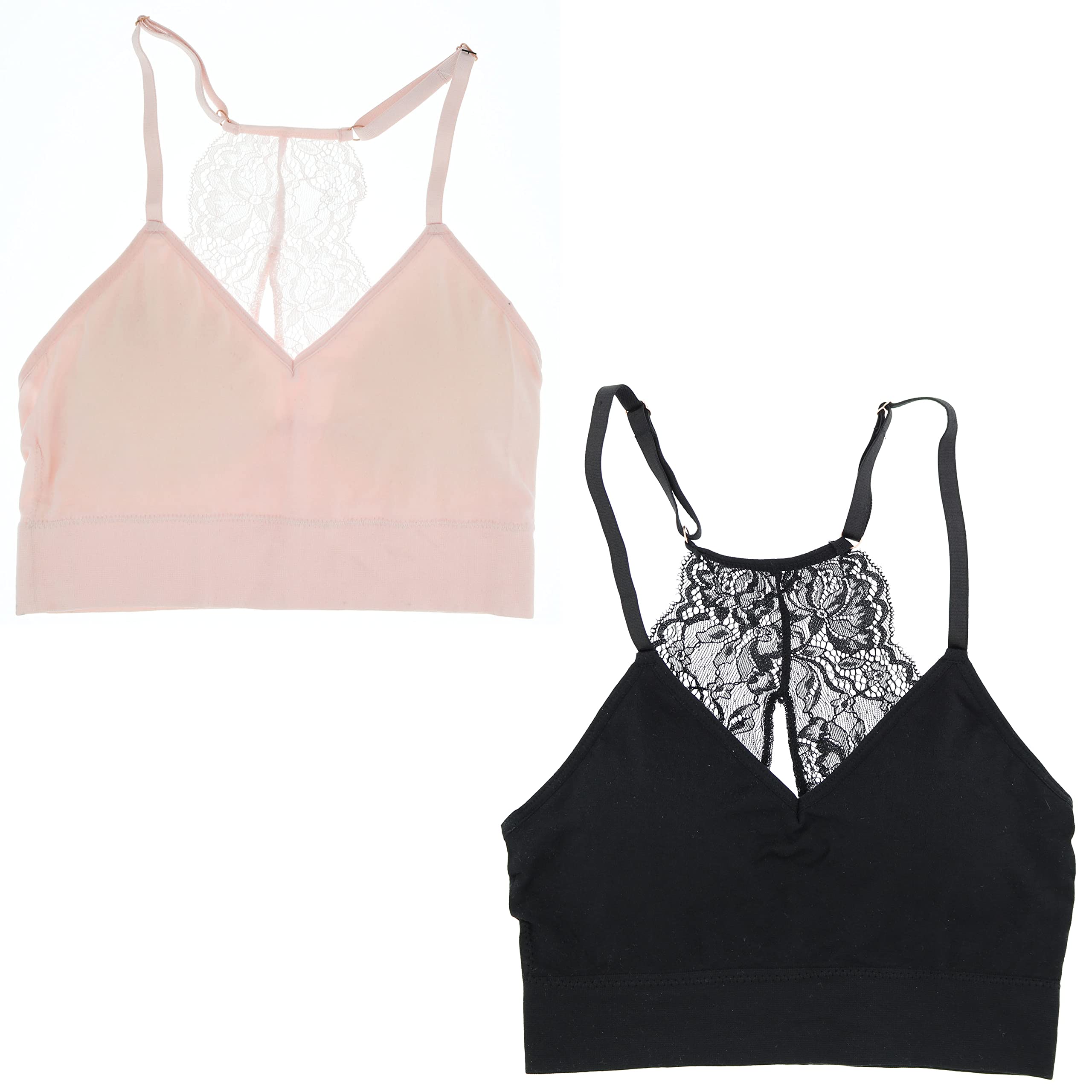Marilyn Monroe Women's Sexy Lace Bralette Set - 2 Pack, Racerback Bralette with Comfortable Fit for Everyday Wear, Date Night & Lounge