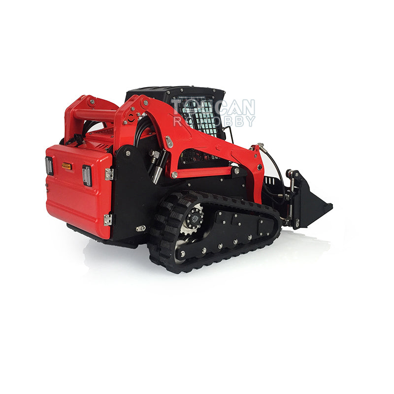 Customized LESU 1:14 Scale RC Hydraulic Aoue LT5 Tracked Skid Steer Loader - Metal RTR Model with Fork, Bucket, Sieve Bucket, Gripper Clamp & Trailer Upgrade Parts - Perfect for Construction Simulation, RC Hobbyists & Collectors