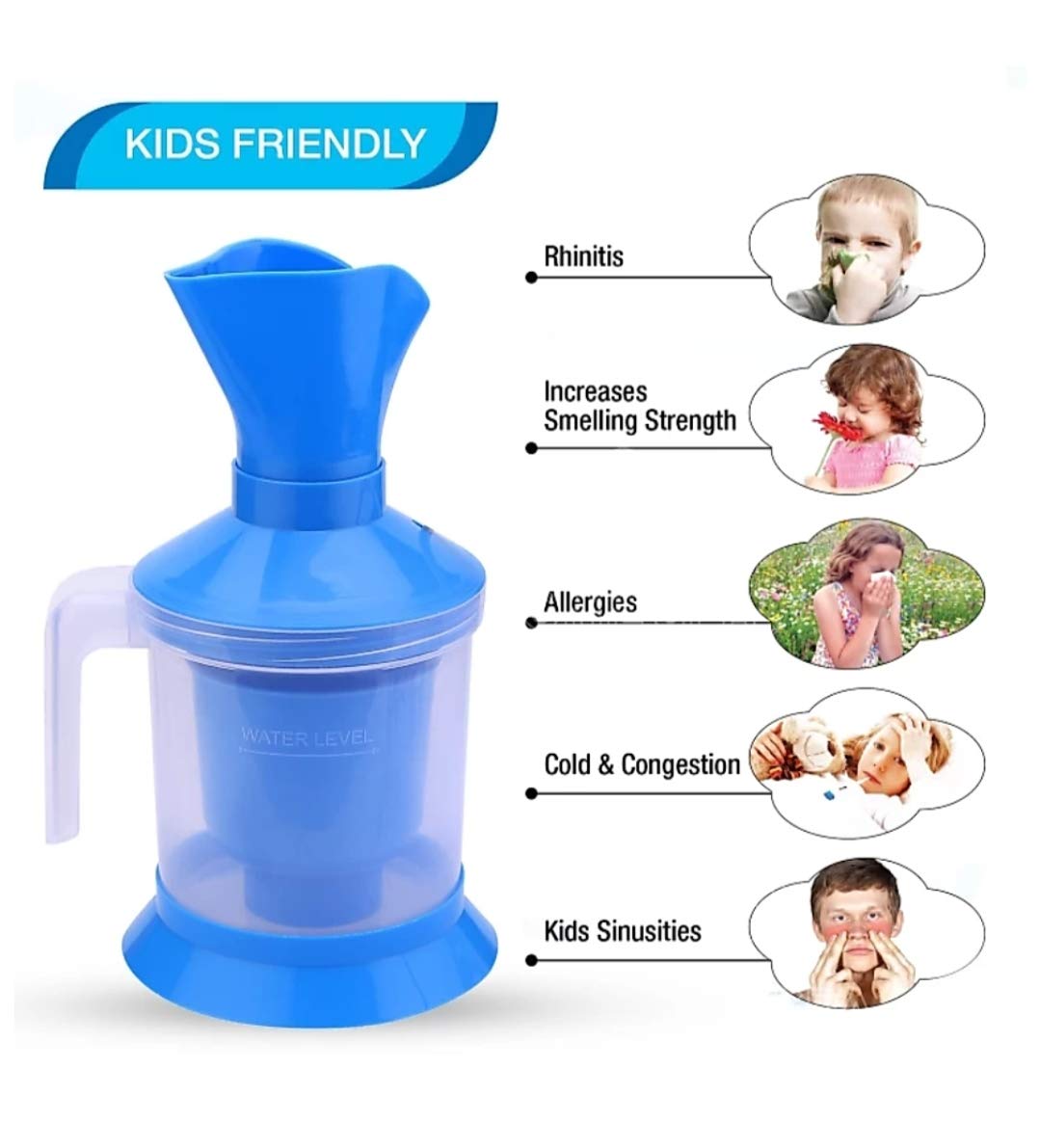 Bahurani 3-in-1 Vaporizer Machine - Facial Steamer & Nose Inhaler for Cold & Cough Relief with Adjustable Nozzle | Portable Home Spa & Respiratory Therapy Device (Blue) | Perfect for Skincare Routine & Congestion Relief