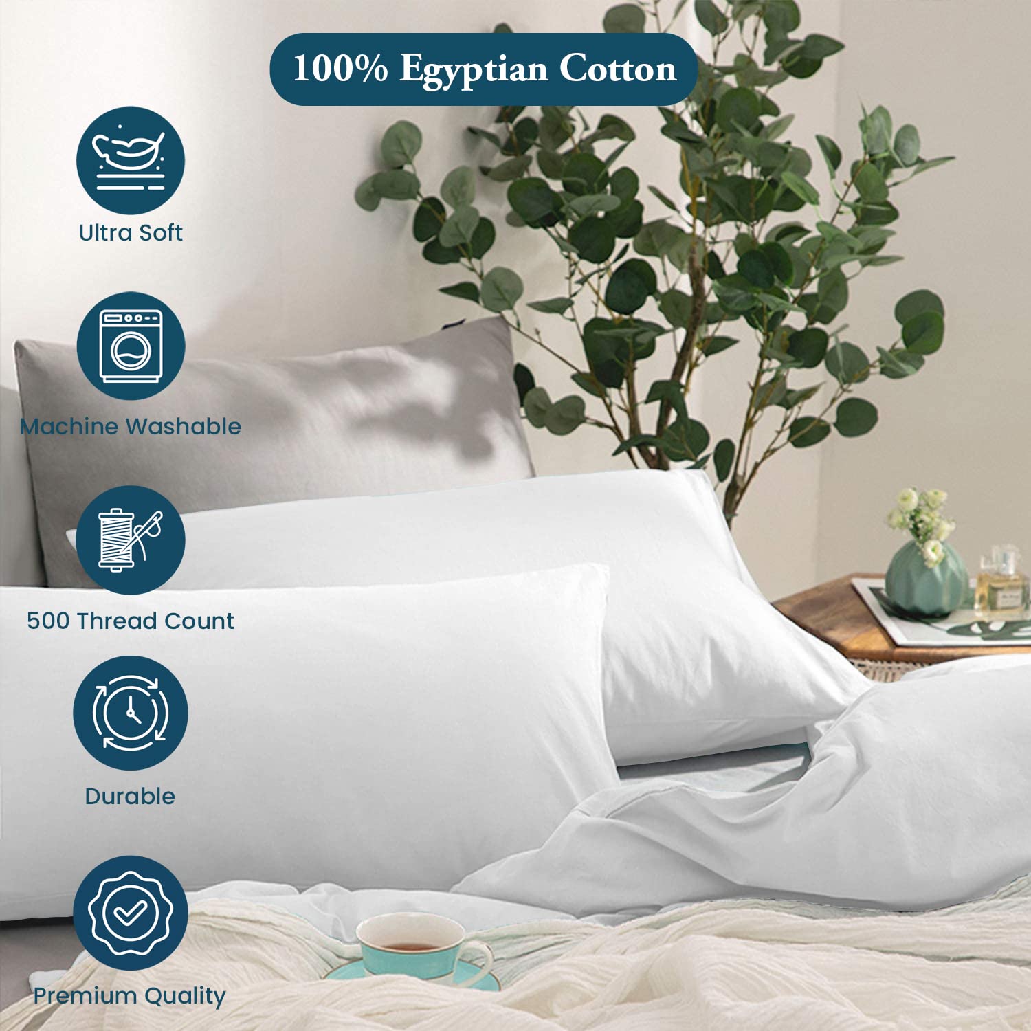 Premium 20x54 Inch Dark Grey Body Pillowcase - 600 Thread Count 100% Egyptian Cotton with Zipper Closure - Soft Hypoallergenic Cover for Pregnancy, Back Support & Comfort Sleeping - Ideal for Maternity, Side Sleepers & Home Decor