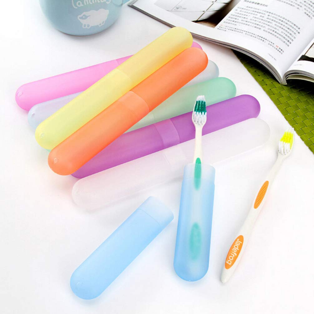 5-Piece Travel Toothpaste & Toothbrush Holder Set - Portable Plastic Toothbrush Case for Travel, Camping, Home (Random Colors) - Ideal for Braces Users & On-the-Go Oral Care