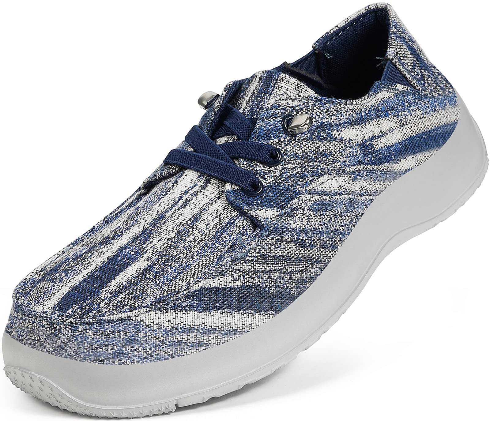 **Men's Slip-On Loafers - Lightweight Flat Boat Shoes for Walking & Driving - Breathable Canvas Casual Shoes with Arch Support - Perfect for Travel, Work & Everyday Comfort**