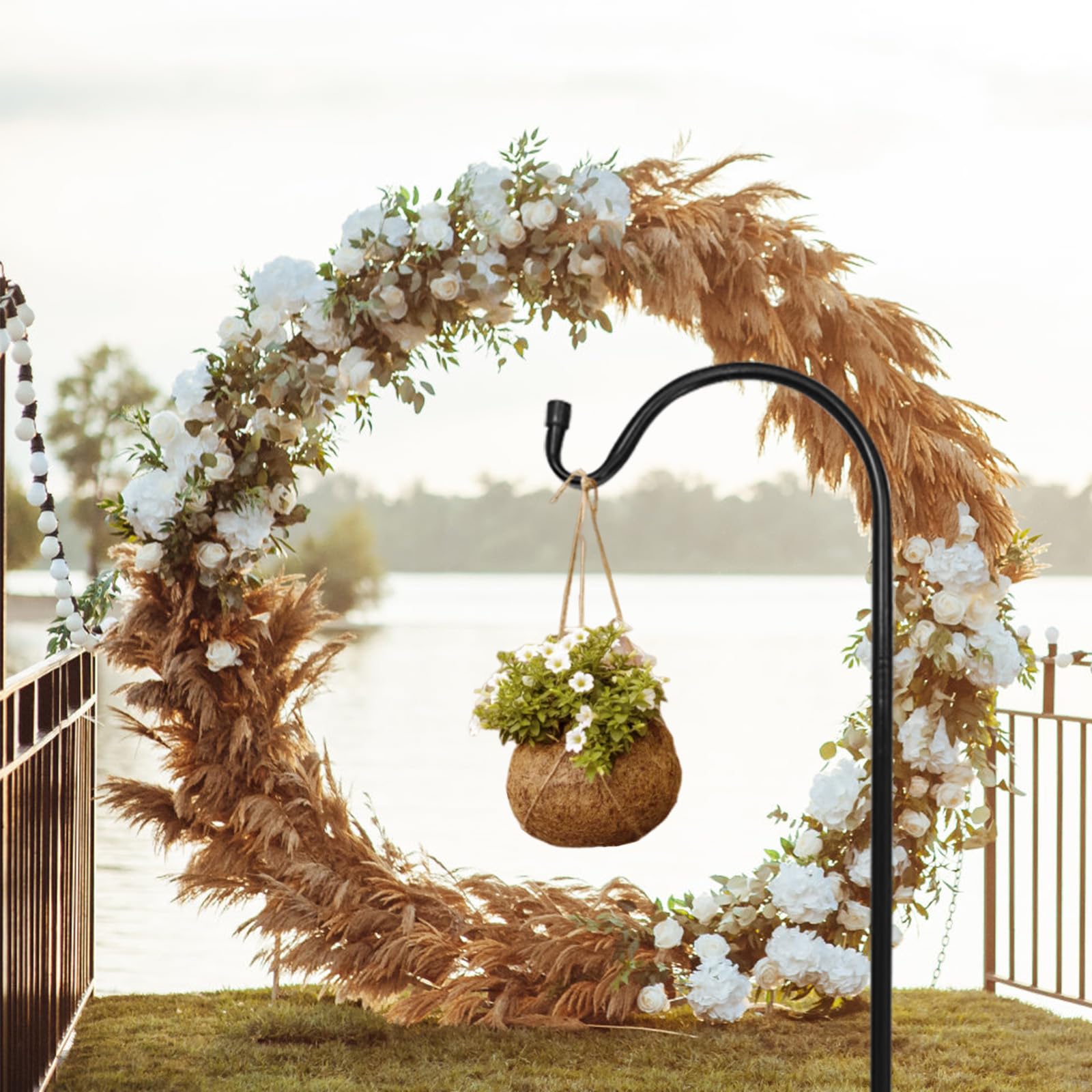 Urban Deco 4PK Heavy Duty Shepherd's Hooks - 37 Inch Adjustable Height Garden Hooks for Outdoor Plants, Hanging Baskets & Wedding Decor | Perfect for Patio, Lawn & Backyard Decoration