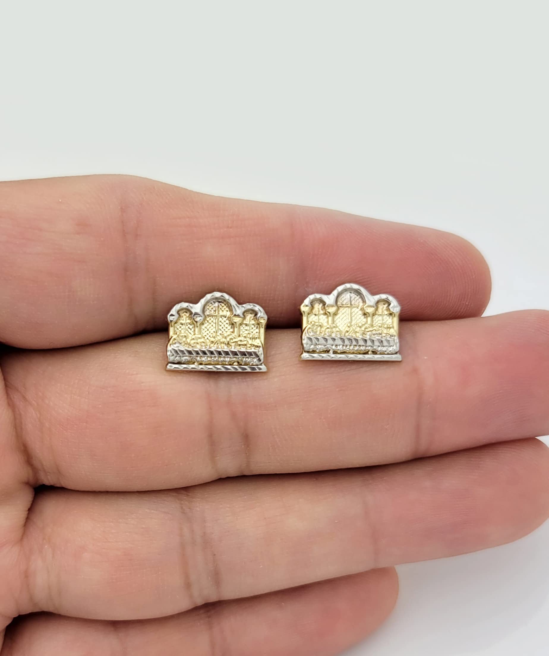 10K Yellow Gold Last Supper Earrings - Religious Jewelry for Women, Perfect Gift for Christmas, Baptism & Church Occasions