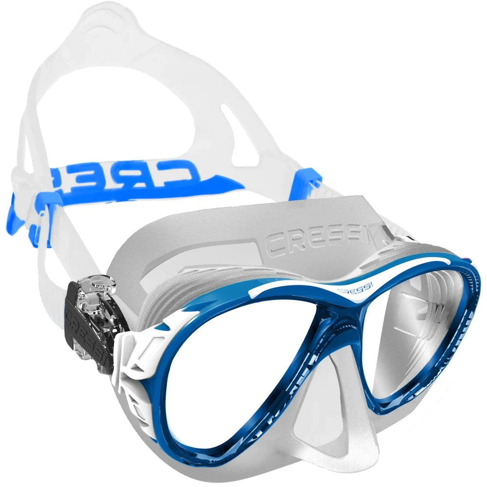Cressi Naxos Clear Blue Snorkeling Mask - Comfortable Anti-Fog Scuba Diving Goggles for Adults & Kids - Perfect for Ocean, Pool & Beach Swimming Adventures
