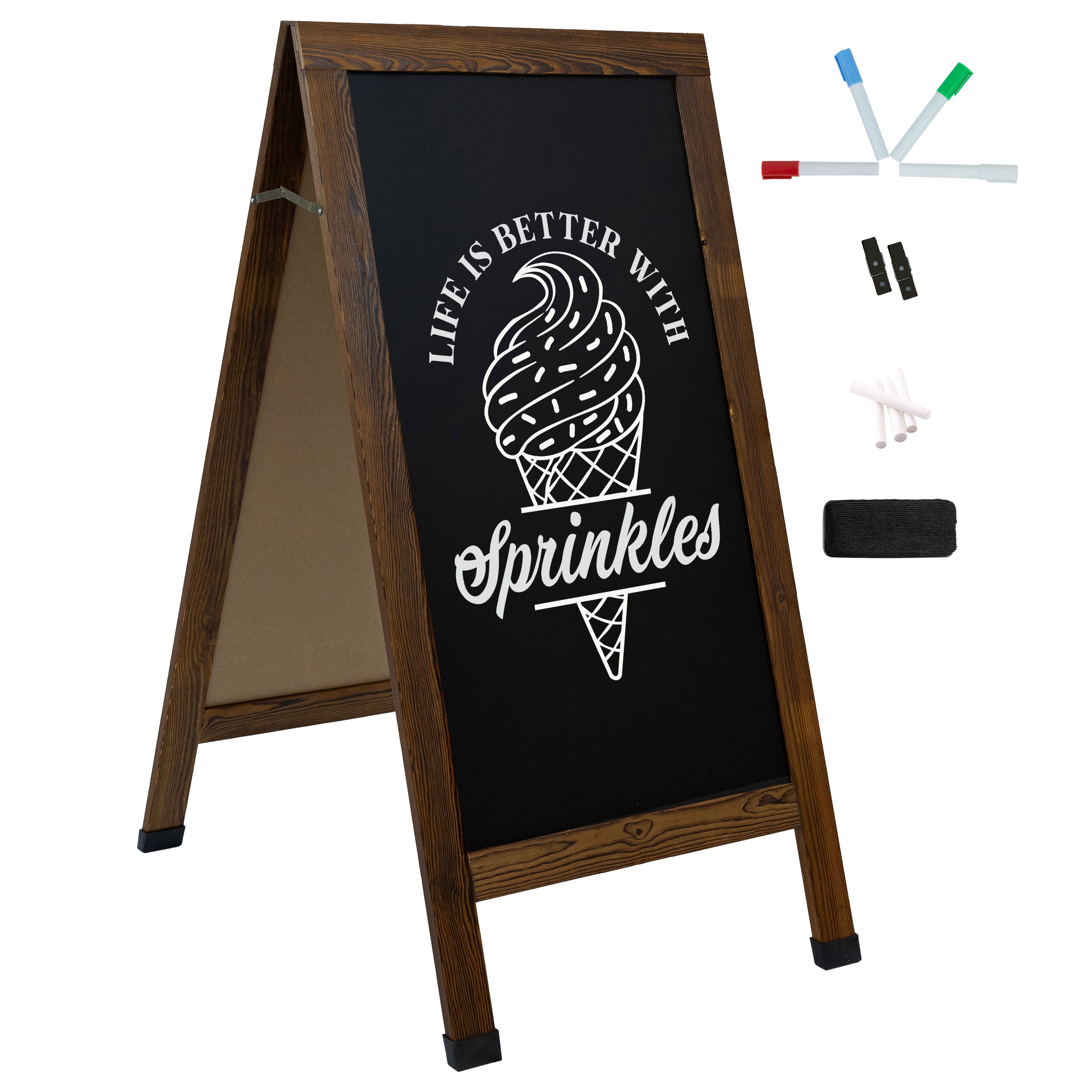 Sunnydaze 48 x 24 Inch A-Frame Chalkboard Sign - Outdoor/Indoor Menu Board for Restaurants, Cafes, Weddings & Events