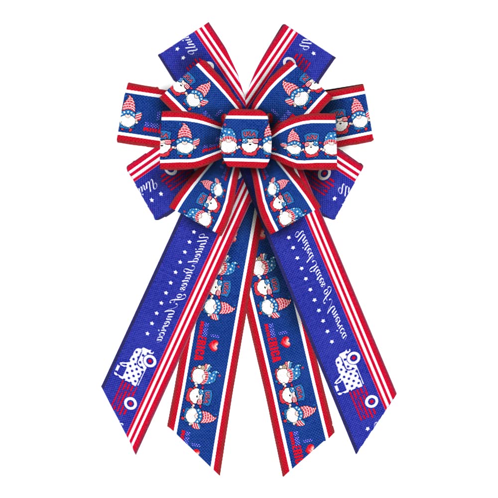 Large 4th of July Wreath Bows - Patriotic American Flag Burlap Bows for Memorial Day Decorations, Christmas Tree Toppers & Front Door Wreath Supplies | Perfect for Independence Day, Veterans Day & Patriotic Home Decor