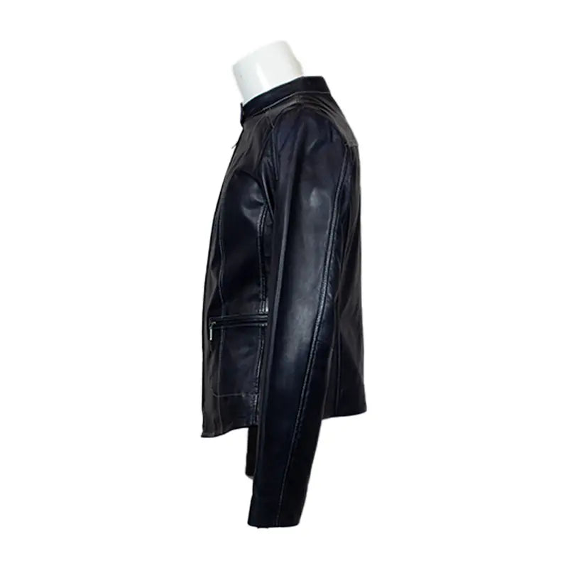 Women's Snap Collar Lamb Leather Jacket - Genuine Plonge Leather, Stylish & Comfortable for Casual Outings, Date Nights & Fall Fashion