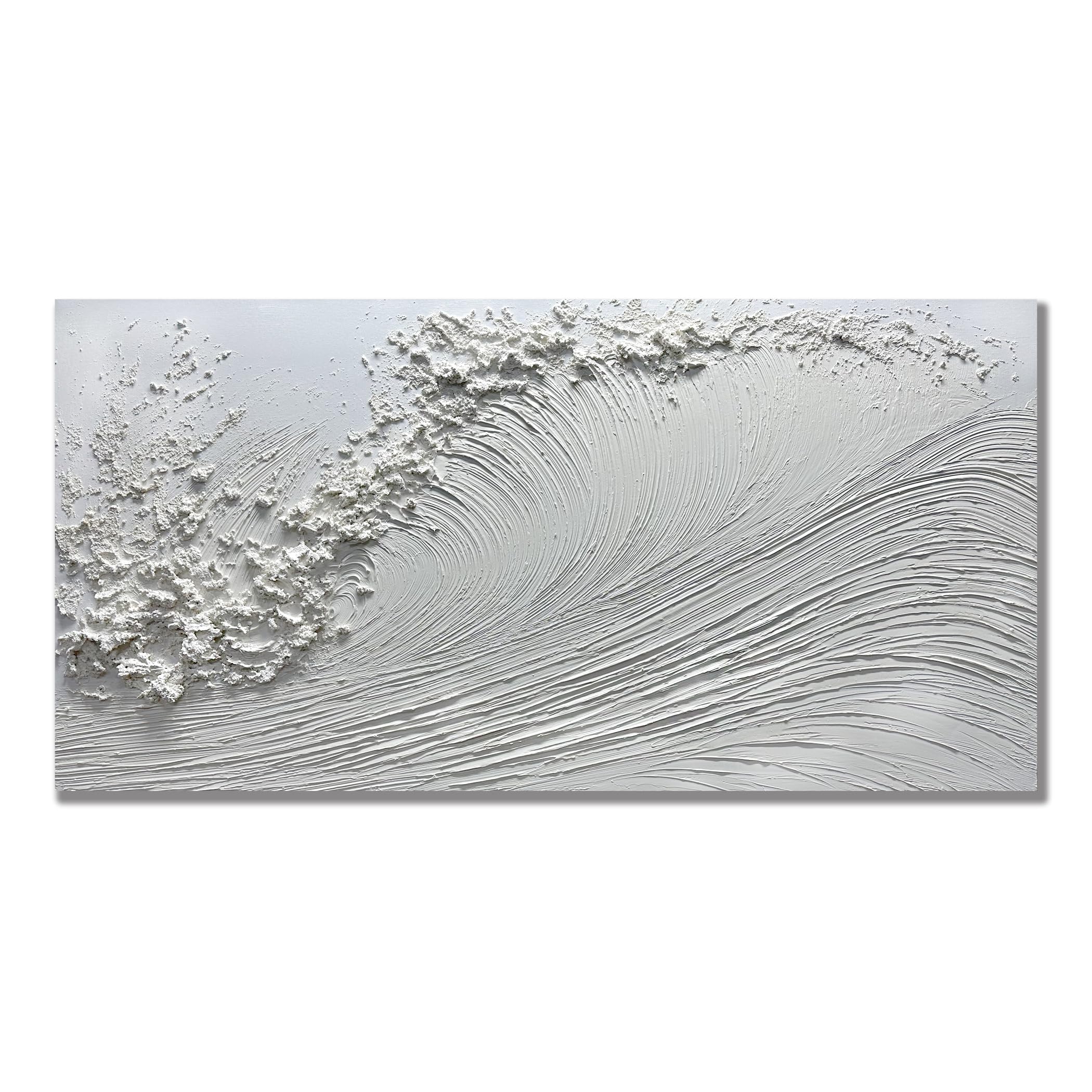 Yika Art Hand-Painted Abstract Ocean Wave Oil Painting on Canvas - Modern Thick Texture Wall Decor 24x48 inches - Perfect for Living Room, Bedroom & Office Decor