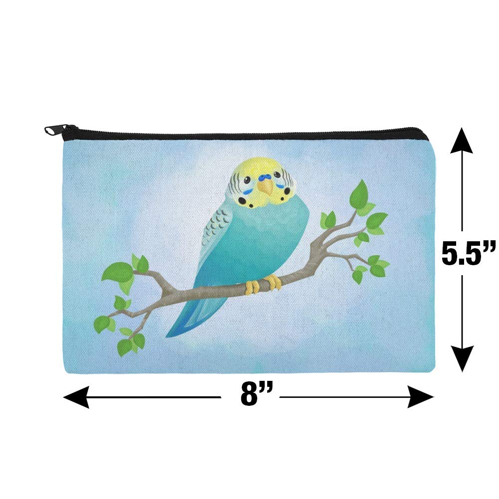 Colorful Parakeet Budgie Pencil Case - Zippered Pen Organizer Pouch for School, Office & Art Supplies Storage | Cute Bird Design Stationery Holder for Students & Teachers