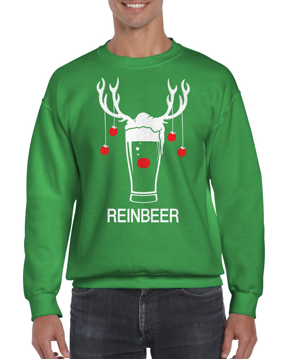 Reinbeer Christmas Beer Sweatshirt - Funny Holiday Pullover for Men & Women - Perfect for Xmas Parties & Ugly Sweater Contests