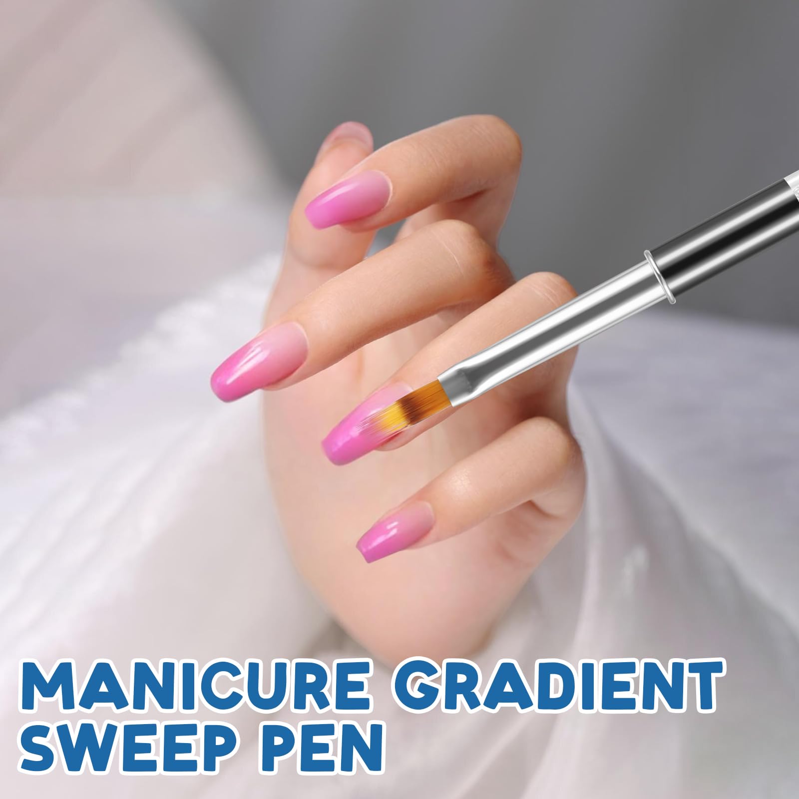 2 Pcs Ombre Nail Art Brushes - Professional Gradient Nail Painting Brush Set with Rhinestone Handle for UV Gel Polish, Acrylic Nails & Manicure - Perfect for Salon, Home Nail Design & DIY Nail Art