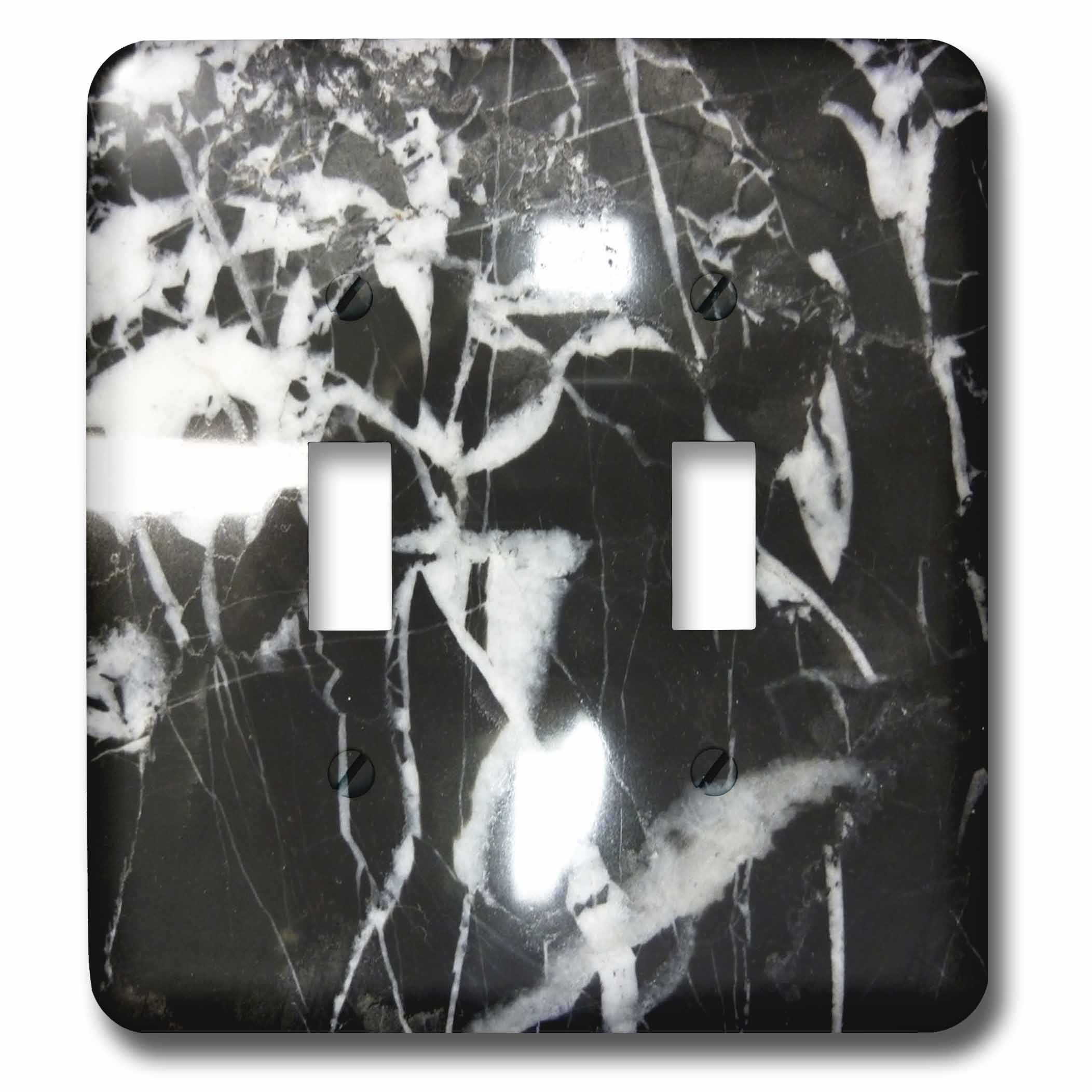 3D Rose Black and White Marble Double Toggle Switch - Stylish Wall Plate Cover for Home, Office, and Bedroom Decor