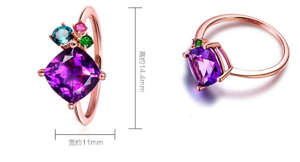HengSun 925 Sterling Silver Open Ring for Women - Japanese Korean Style Colored Gemstone Crystal Ring - Rose Gold Plated Fashion Jewelry - Perfect for Daily Wear, Party & Gift Giving